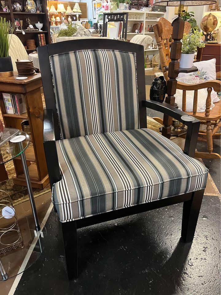 Blue and tan striped chair