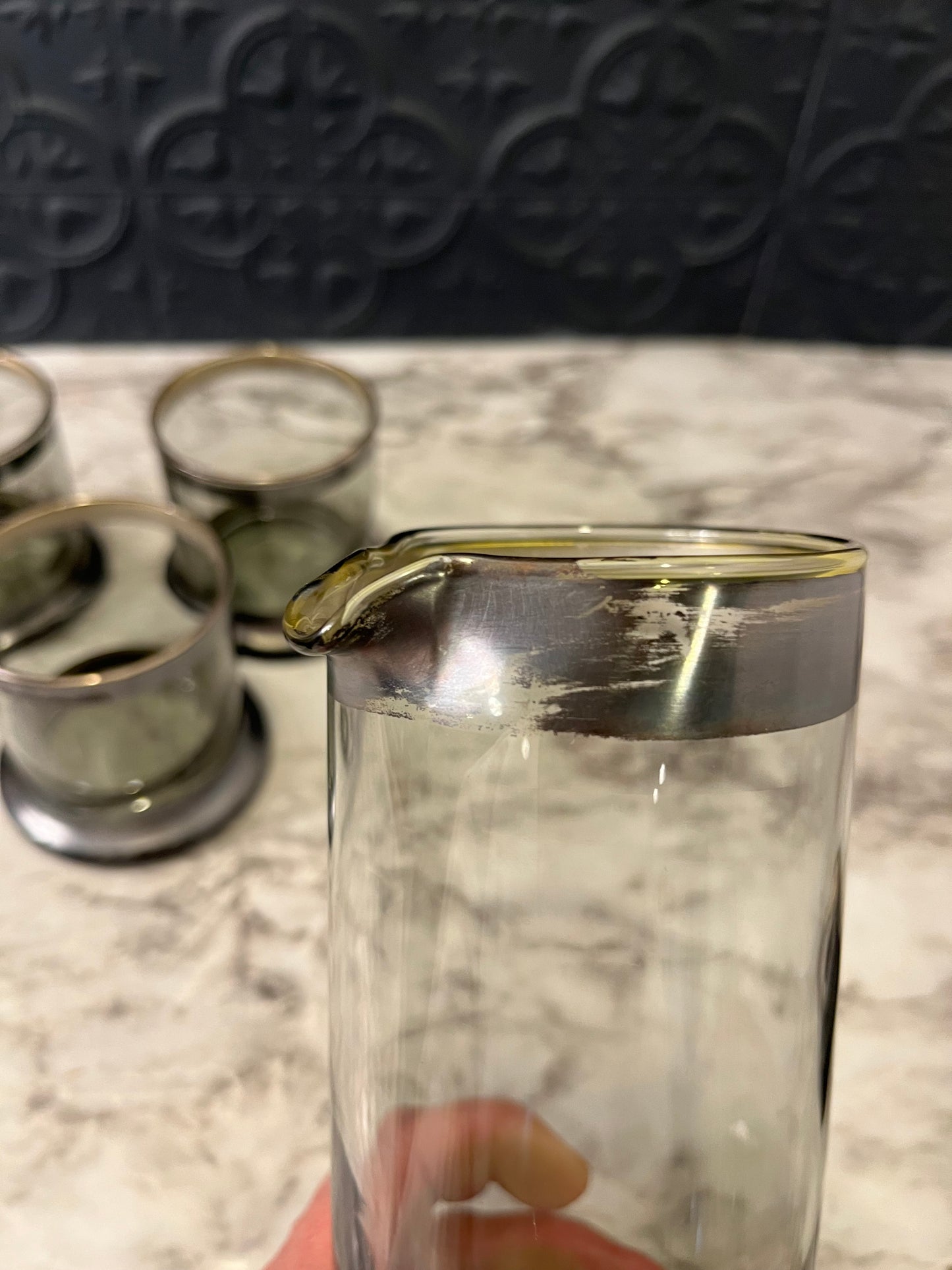 Silver Rim Drink Set x 5