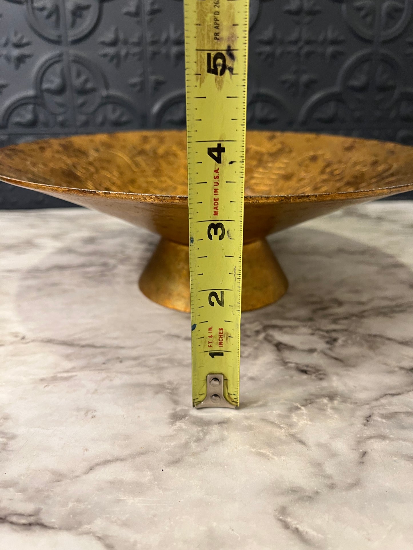 Gold Metal Pedestal Bowl with relief