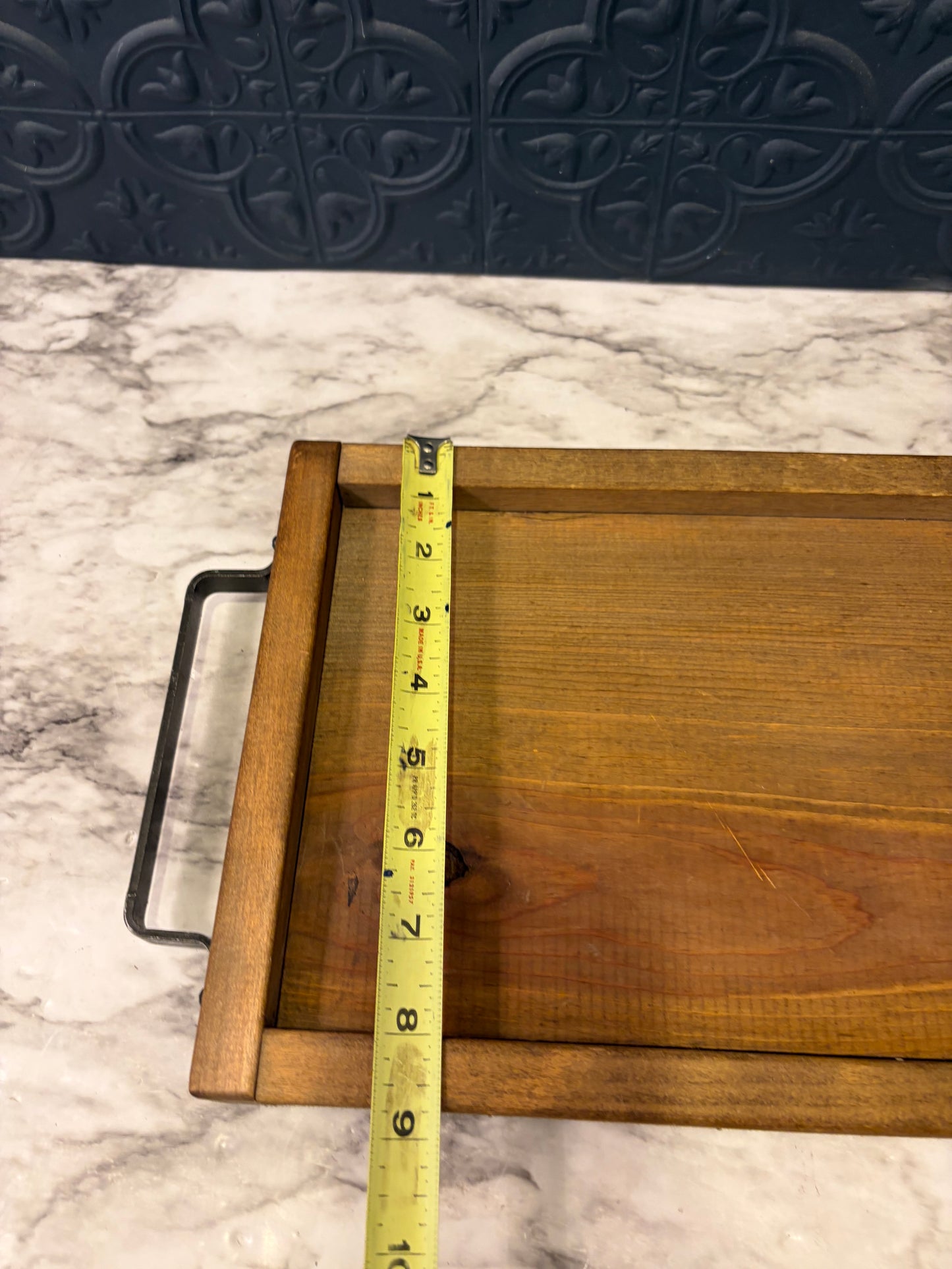 Rectangle Wood Tray with Iron Handles