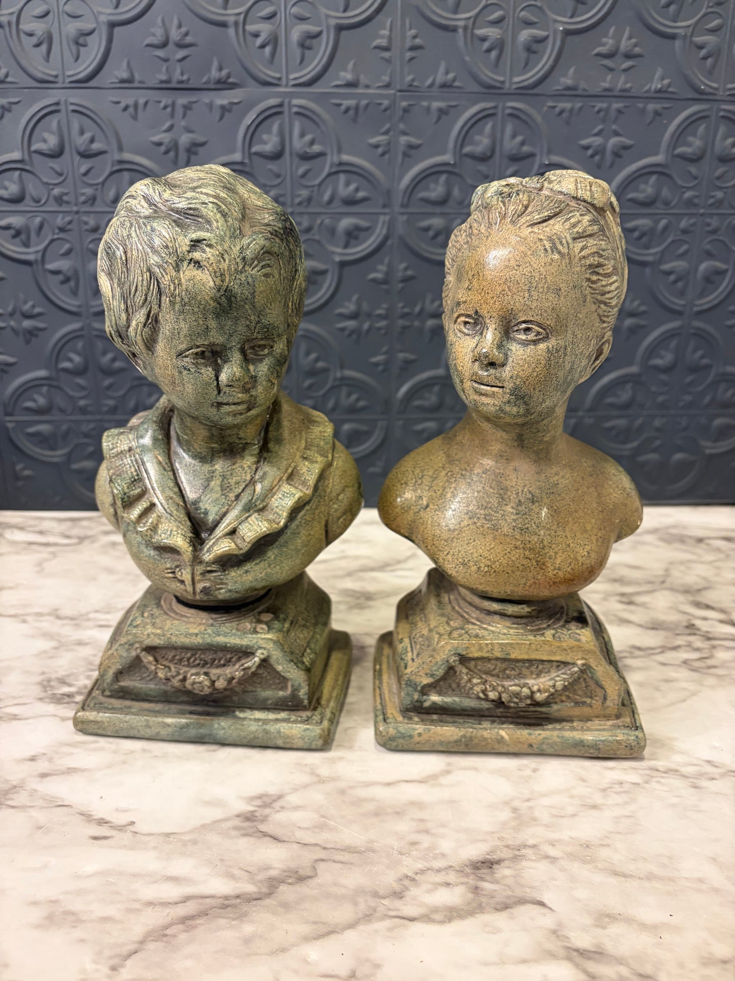 Alexander Backer Boy and Girl Bookends AS IS
