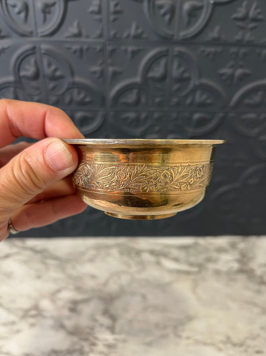 Brass Bowl with Strip of Etching