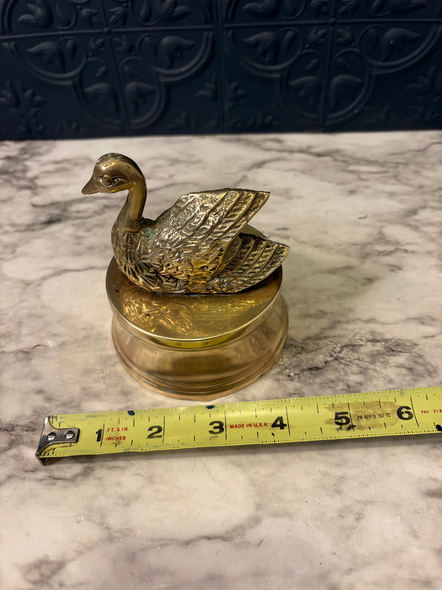 Brass Swan on Round Pedestal