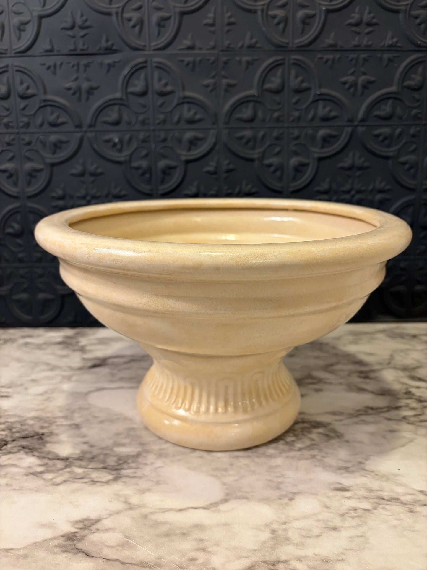 Cream Ceramic Pedestal Planter 10"
