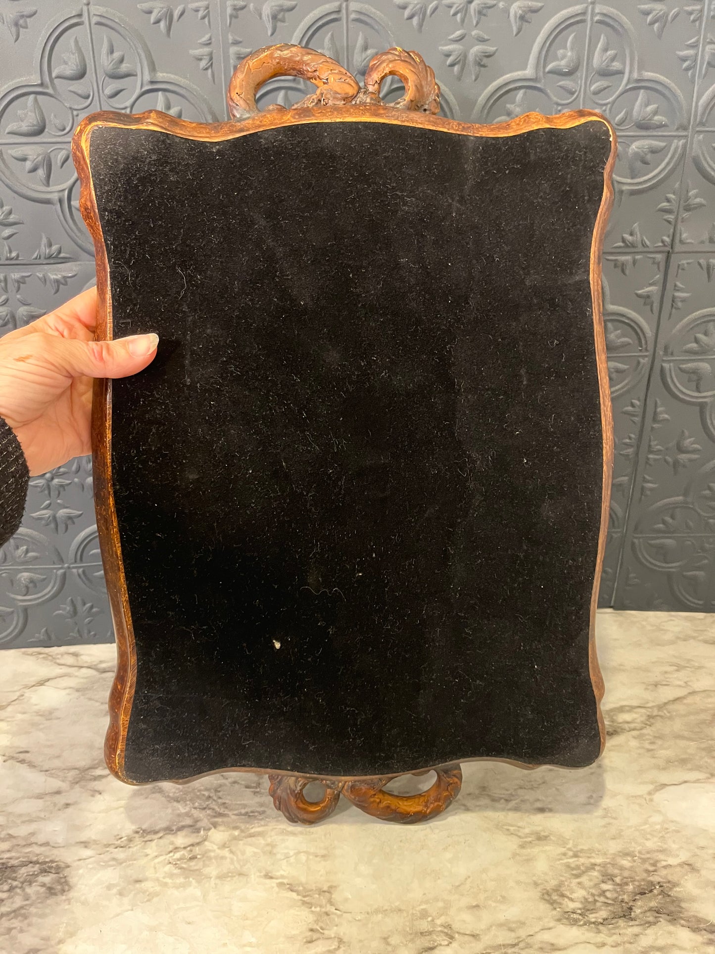 Decorative Tray with Bow Handles Brown Tones Heavy