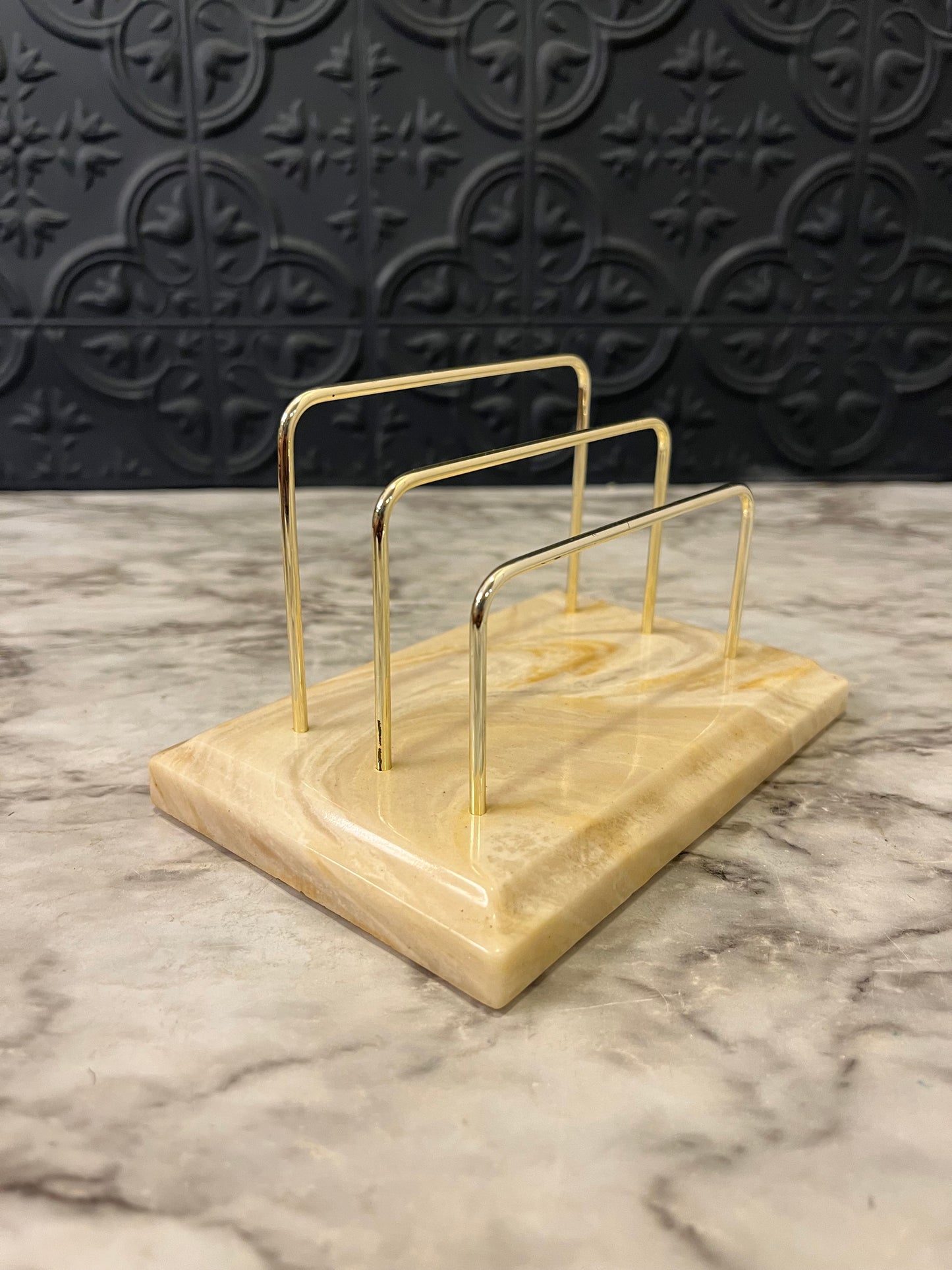 Letter Holder Cream and Brass