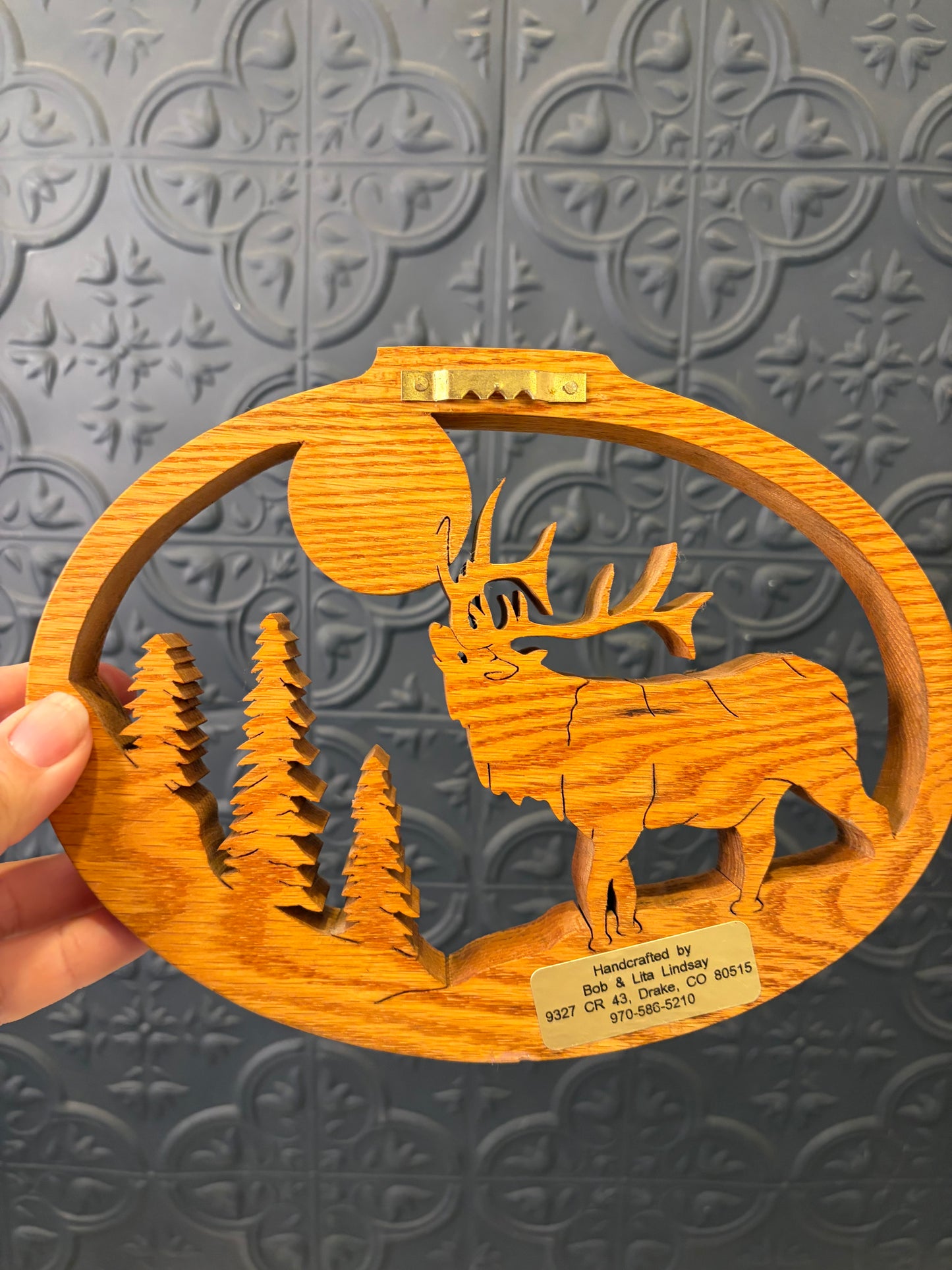 Wood Scroll Scene of Elk