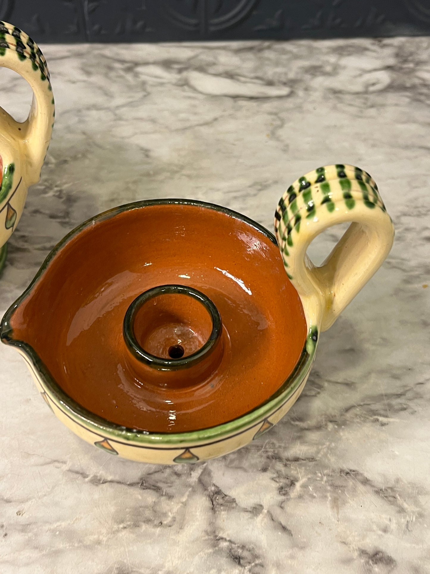 Italian Hand painted Chamberstick x 2