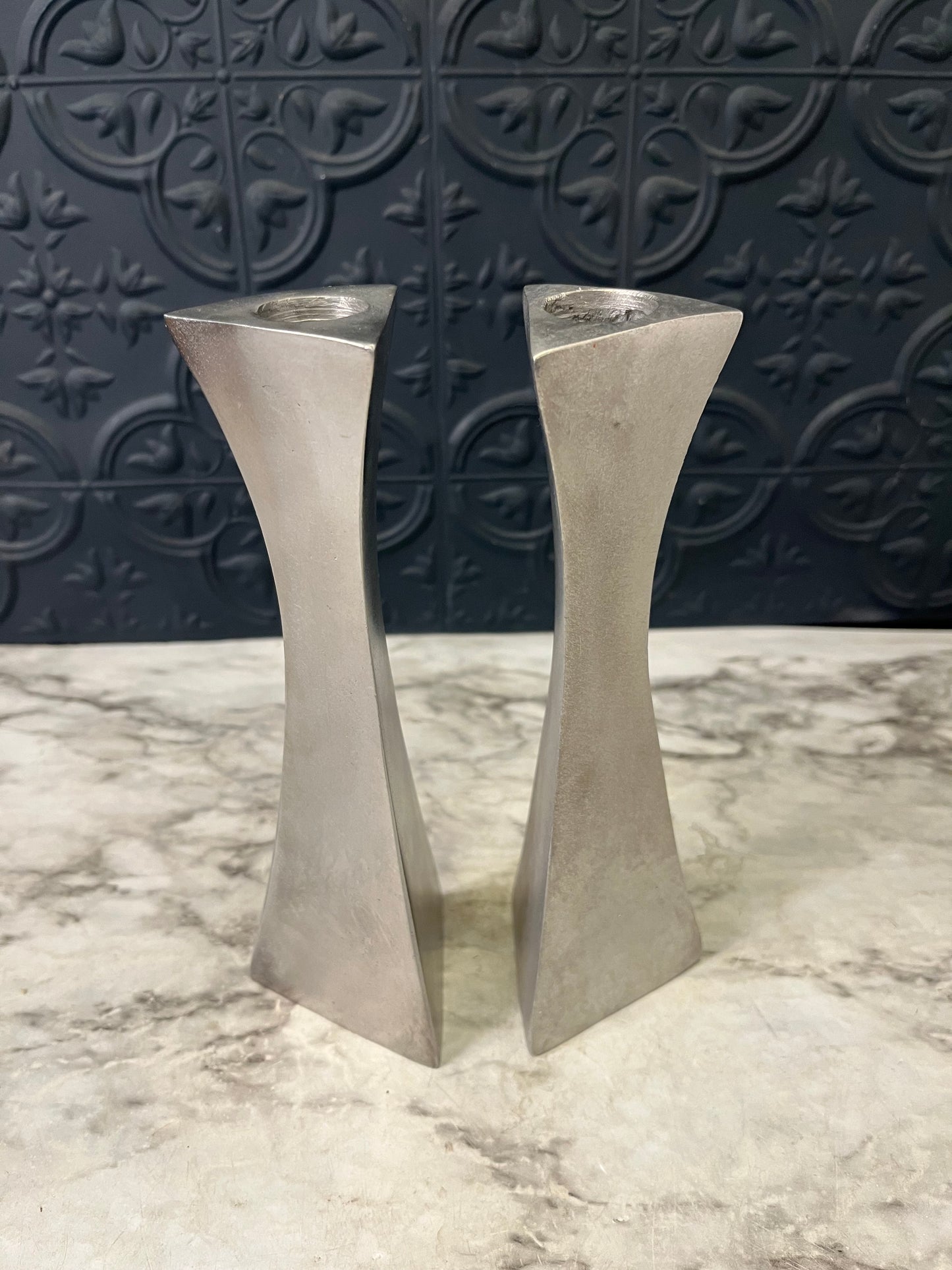 Aluminum Tri Corner Candle Holders x 2