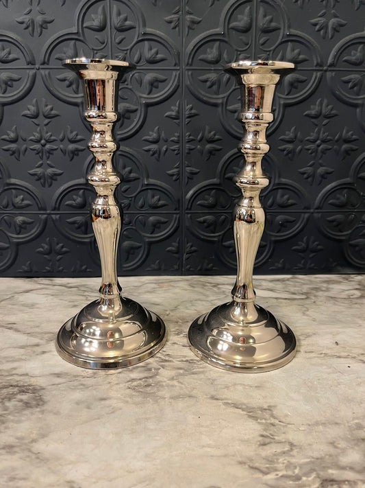 Baldwin Silver Plate Heavy Candle Holders x 2