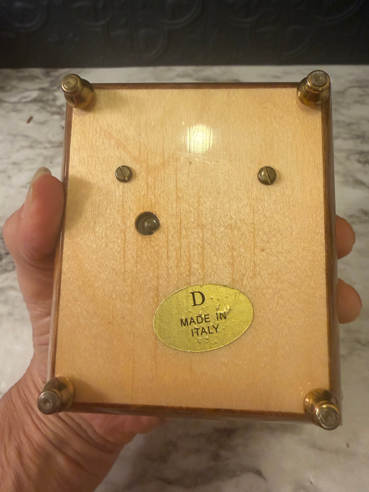 Italian Handcrafted Burl Wood Musical Ring Box