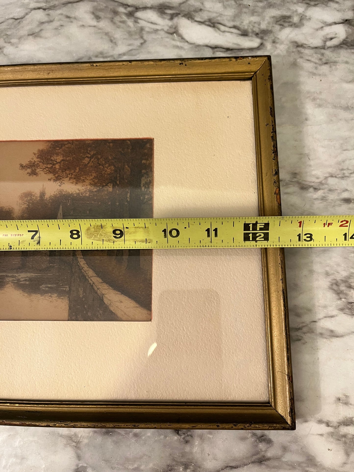Antique Bridge Etching Framed