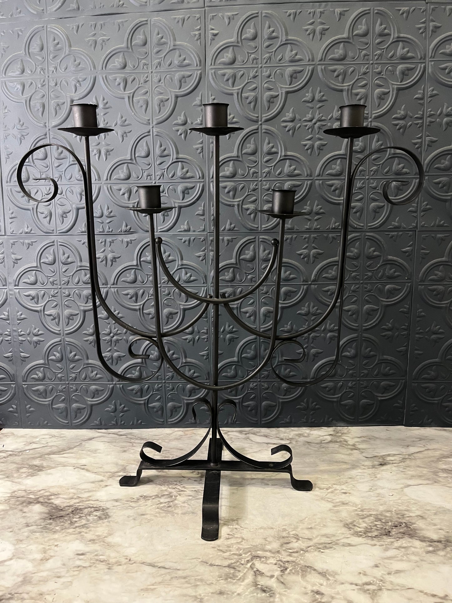 Black Metal Collapsible Candelabra