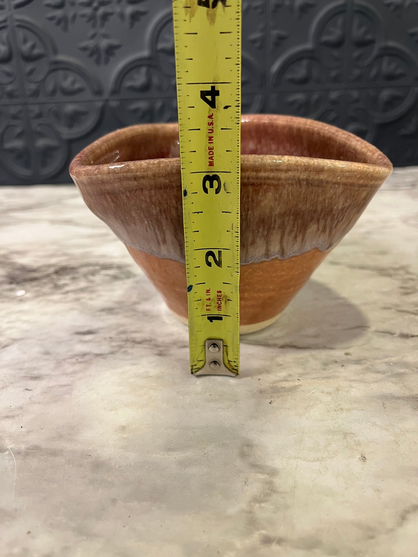 Triangle Orange Pottery Bowl