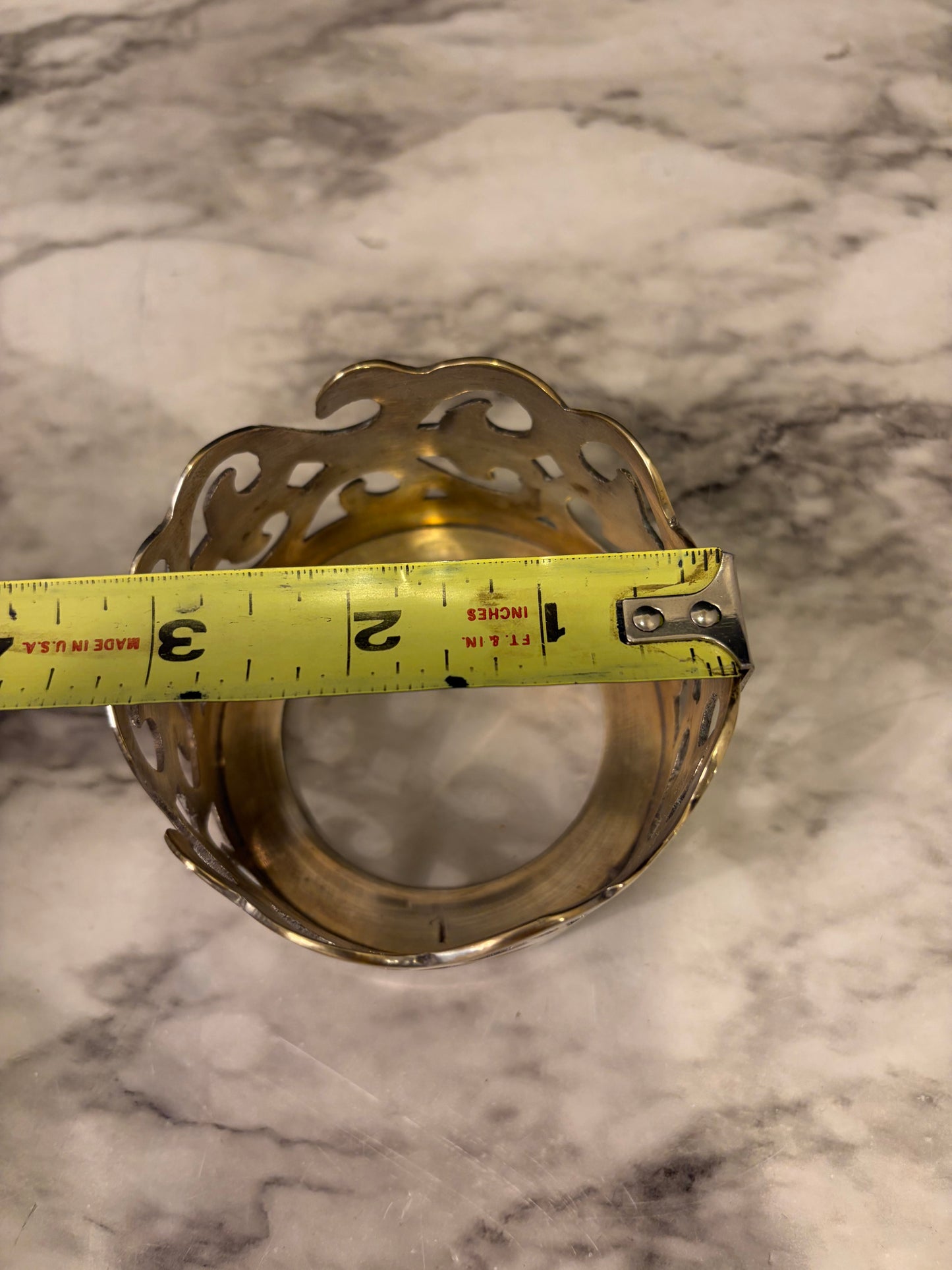 Silver Plate Pillar Candle Holder with Cutout
