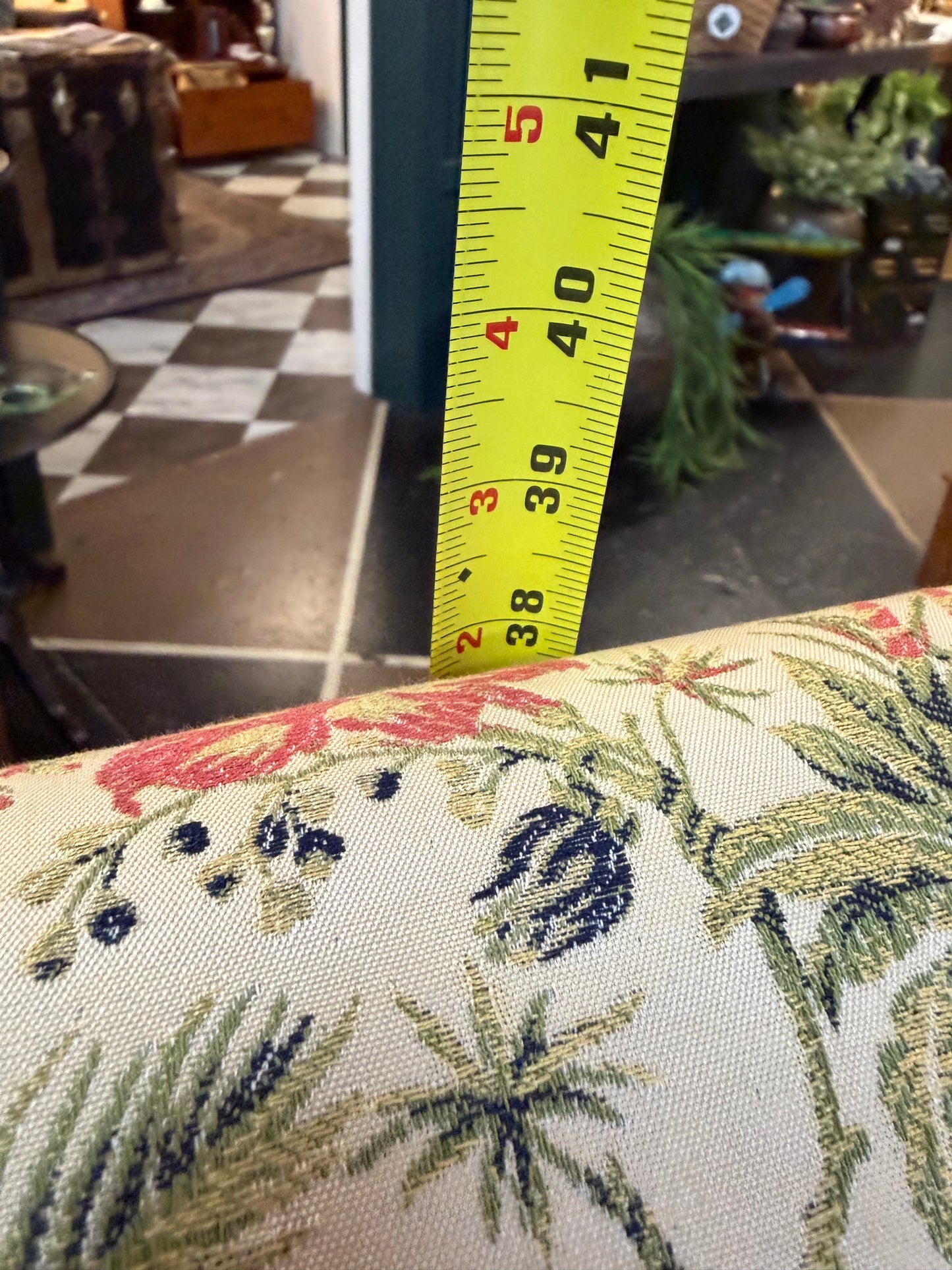 Floral Chair with Light Wood
