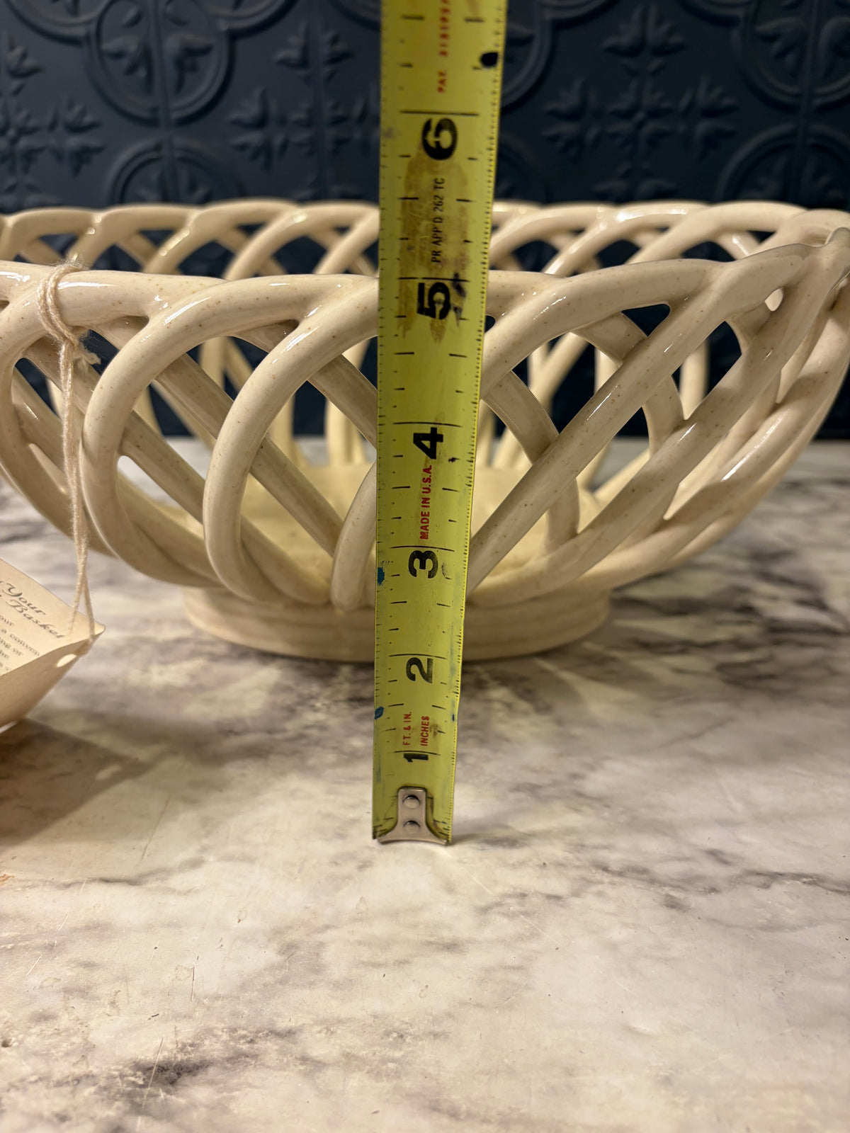 Open Weave Cream Stoneware Bowl