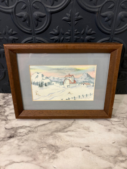Winter Barn Watercolor Marilyn Vaughn