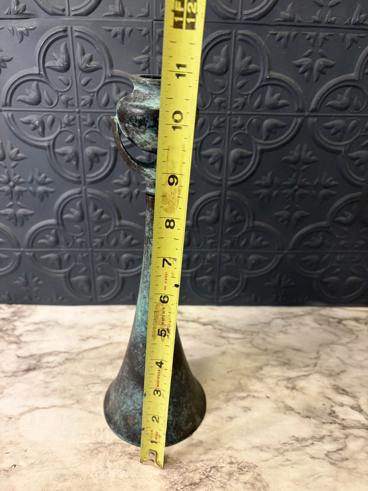 Patina Art Nouveau Candle Holder 10.75"