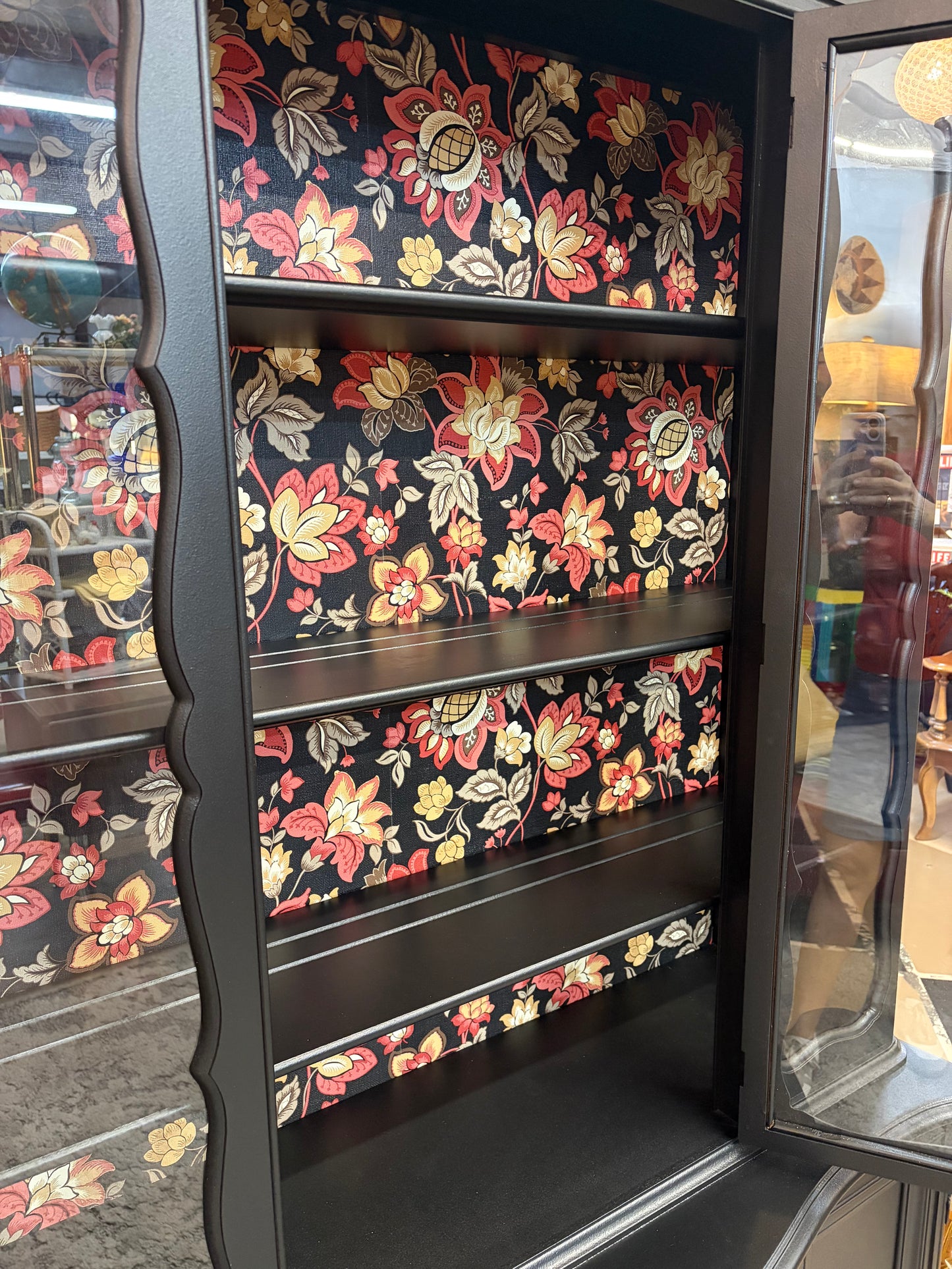 Painted Victorian Hutch with Floral Backing