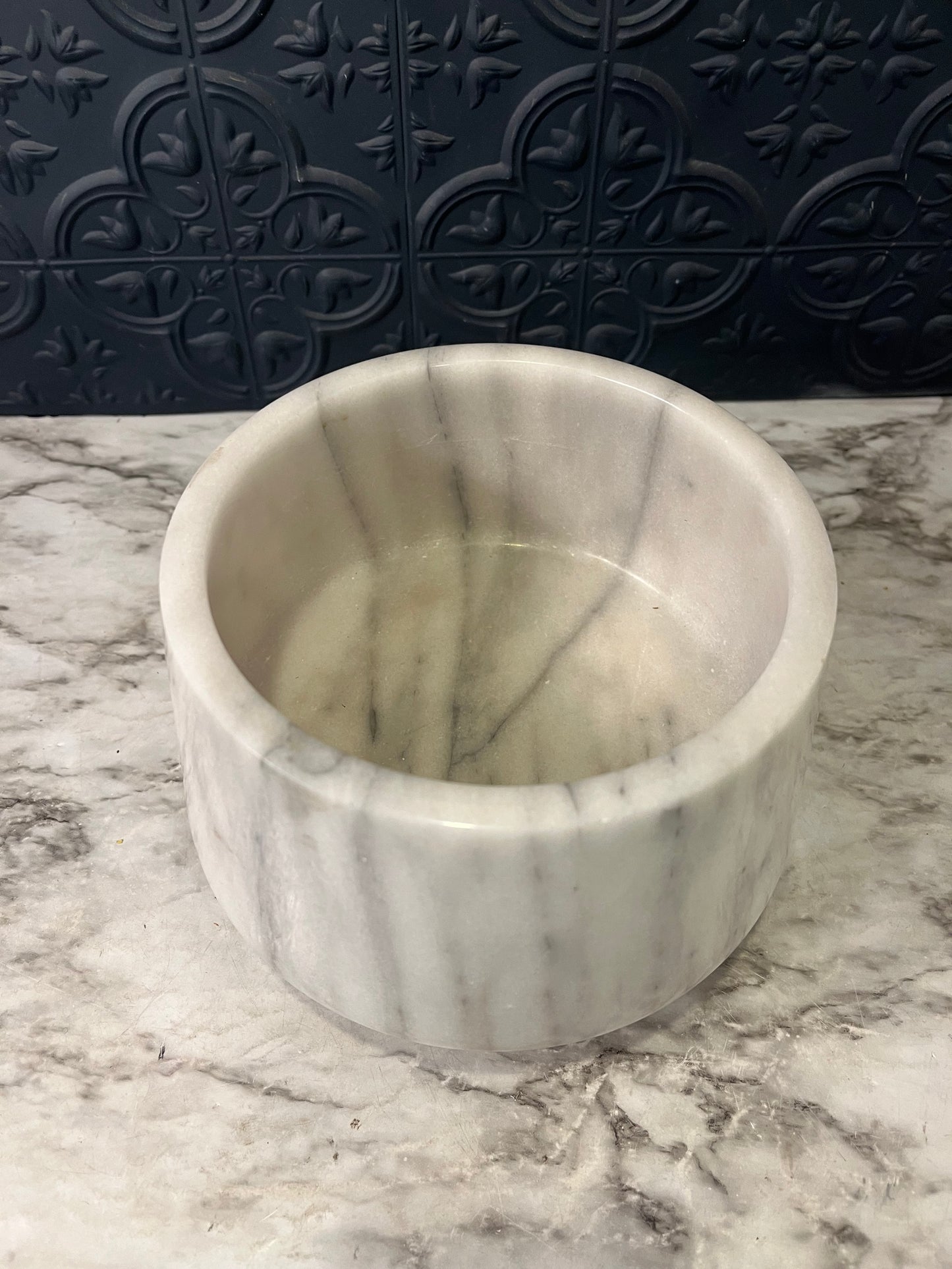 White Marble Mod Pedestal Bowl