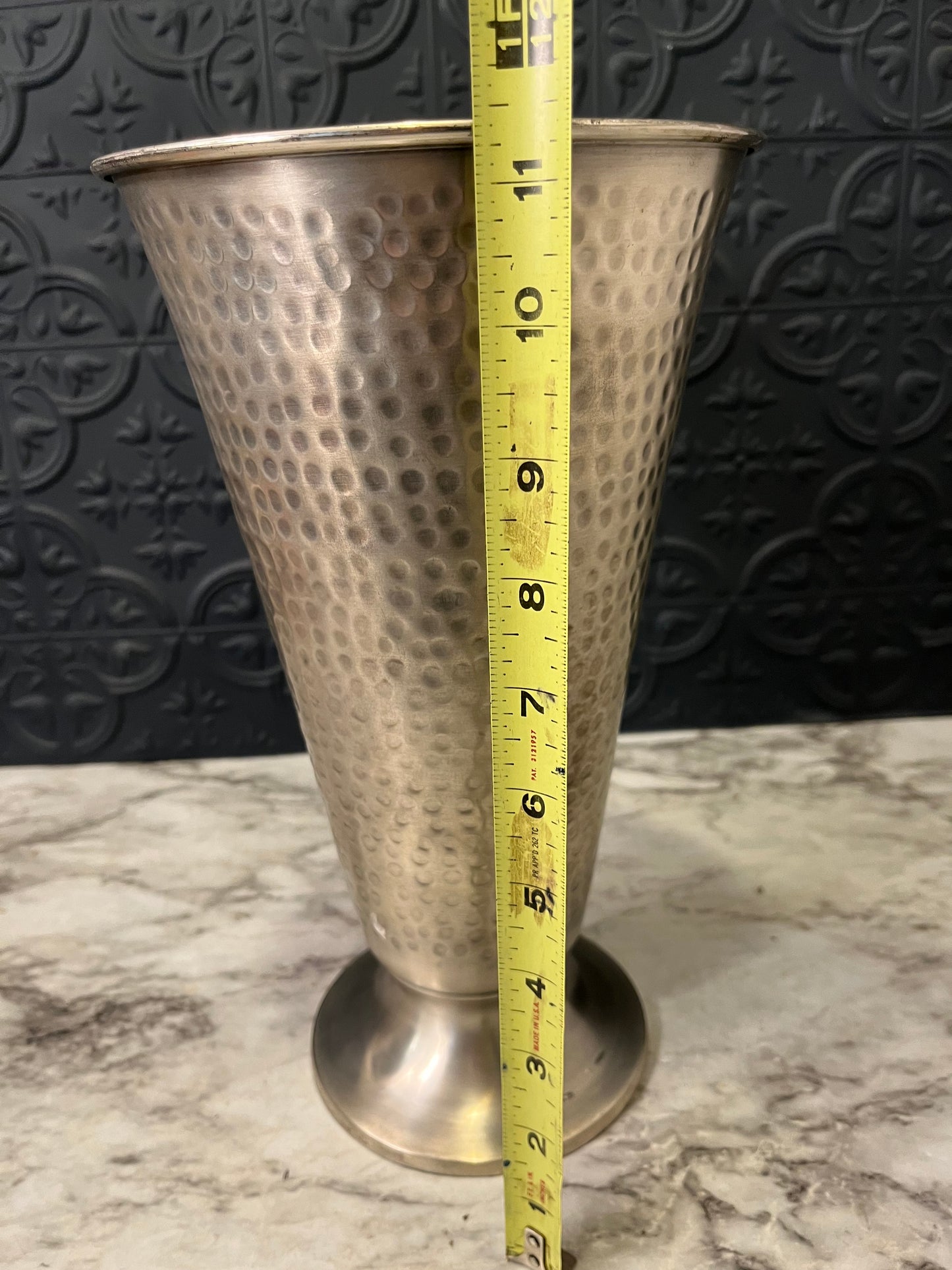 Large Hammered Aluminum Decorative Vase