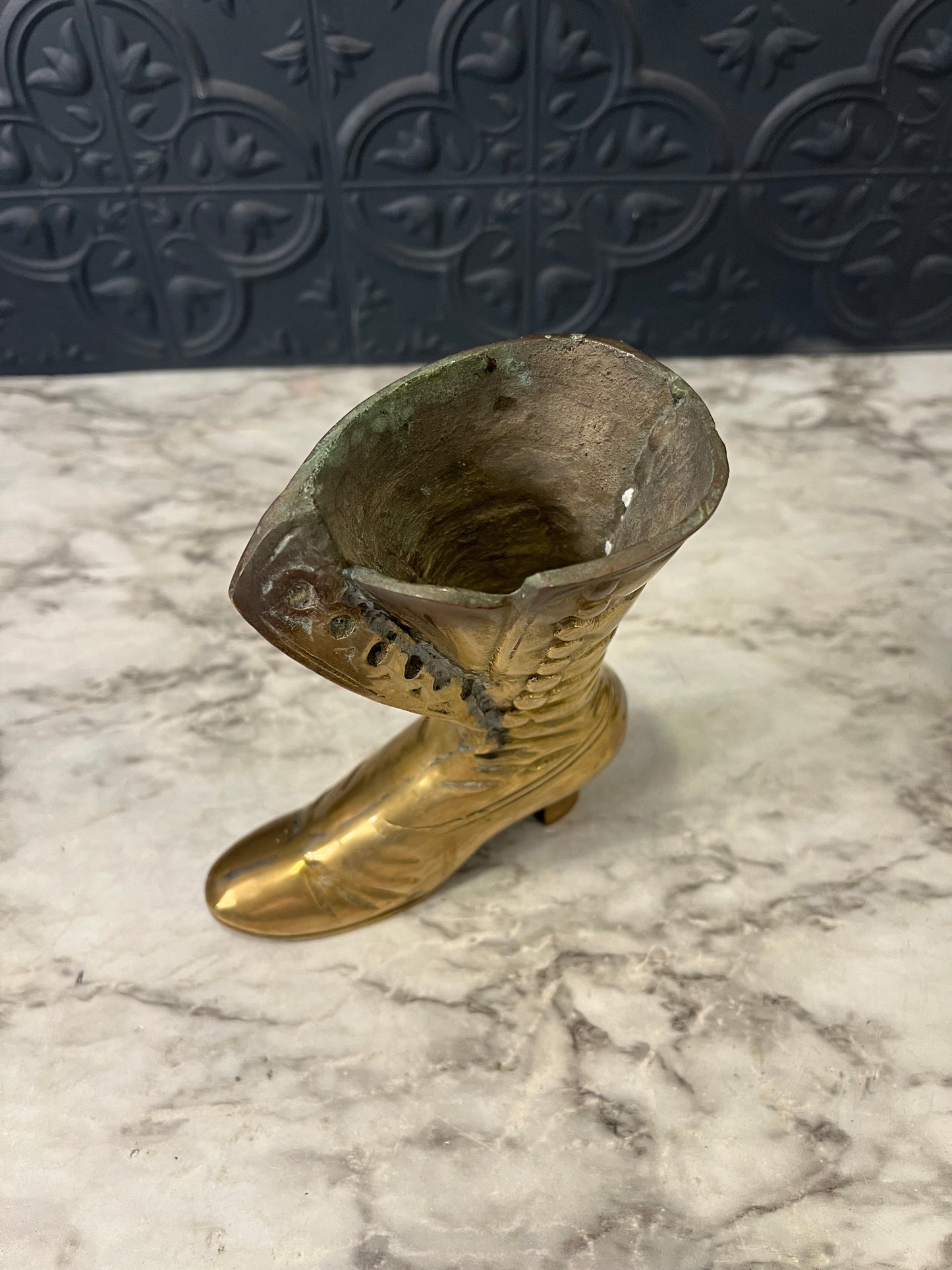 Cast Brass Shoe Vase Small