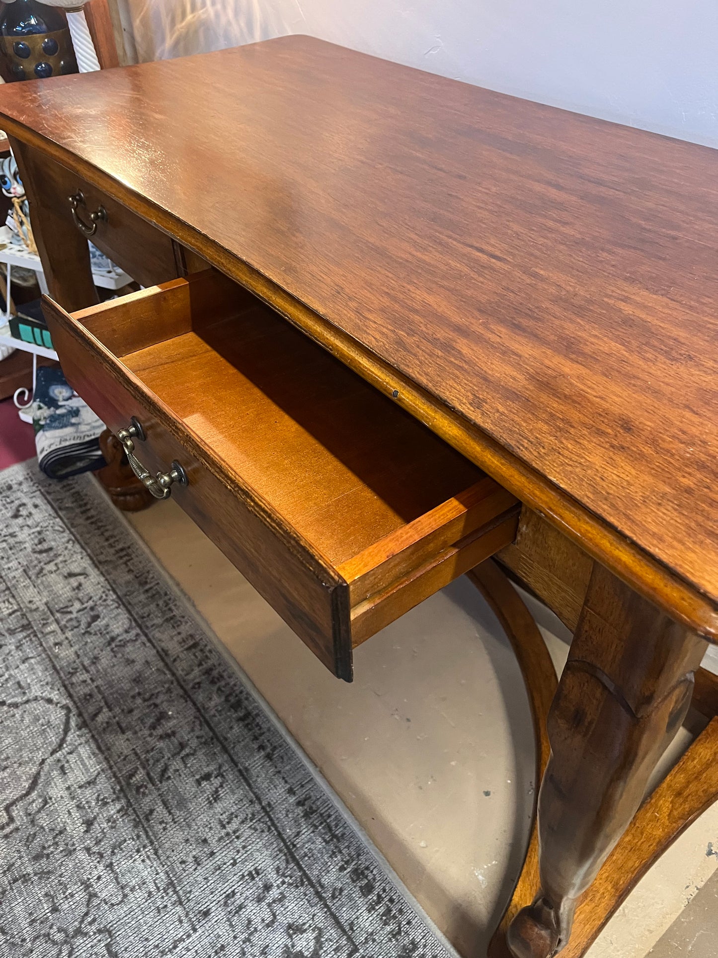 Wood Desk with Swan Legs