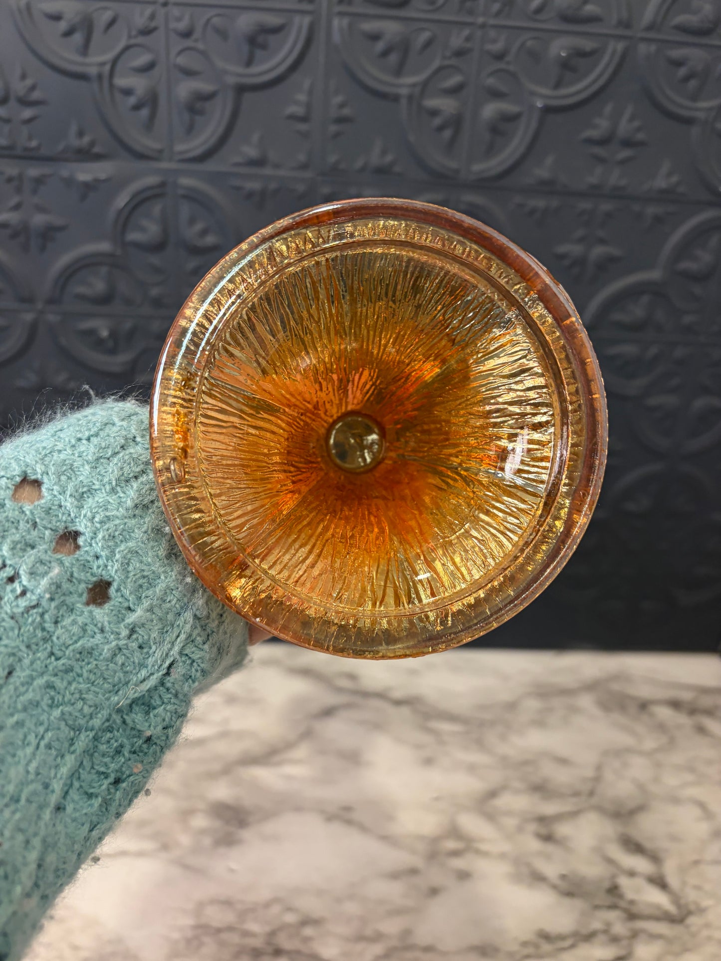 Marigold Canival Glass Candle Holder Janette