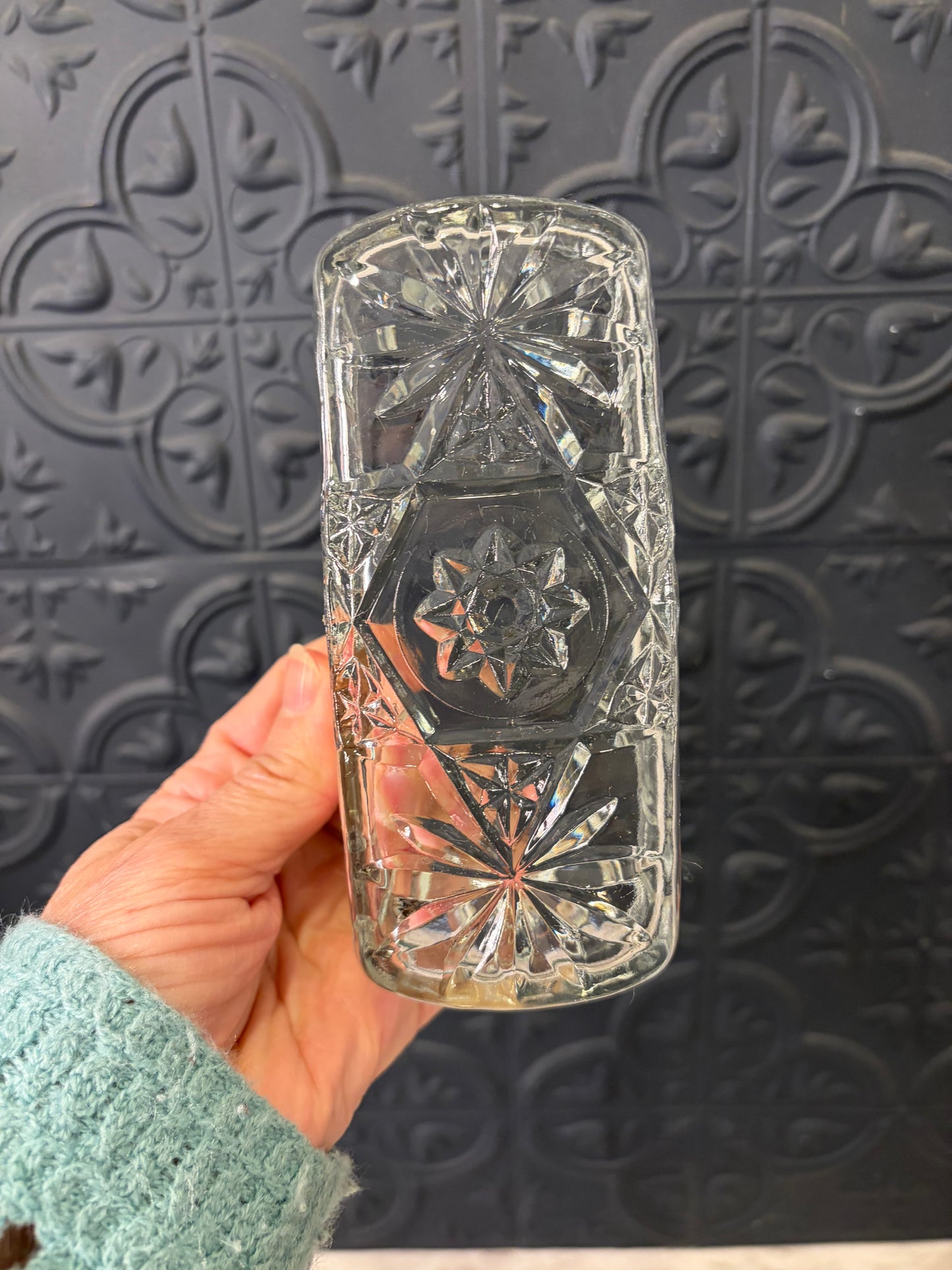 Anchor Hocking Glass Star Pattern Butter Dish