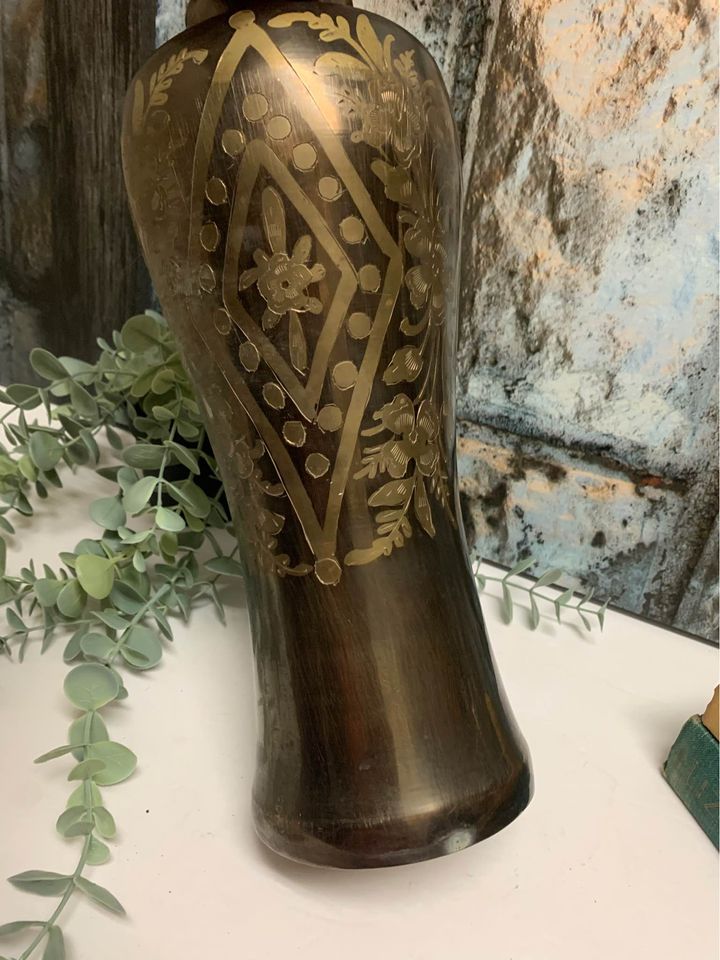 Two tone etched vase