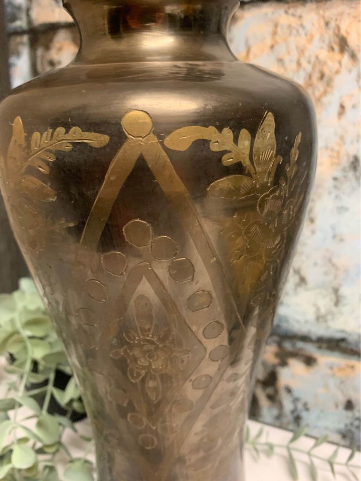 Two tone etched vase