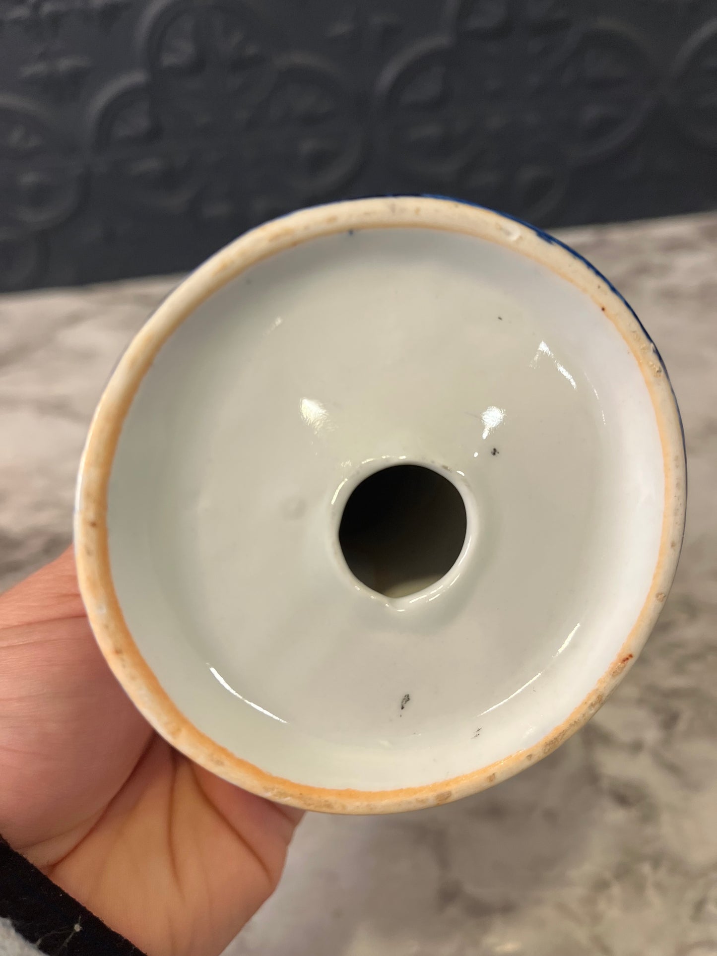 Blue and White Lotus Candle Holder