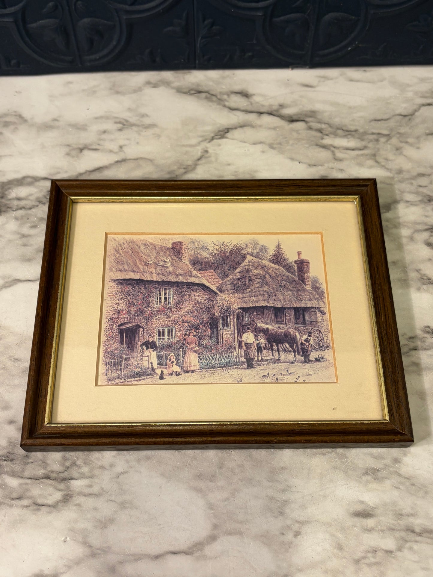 Print of Vallagers and Horse