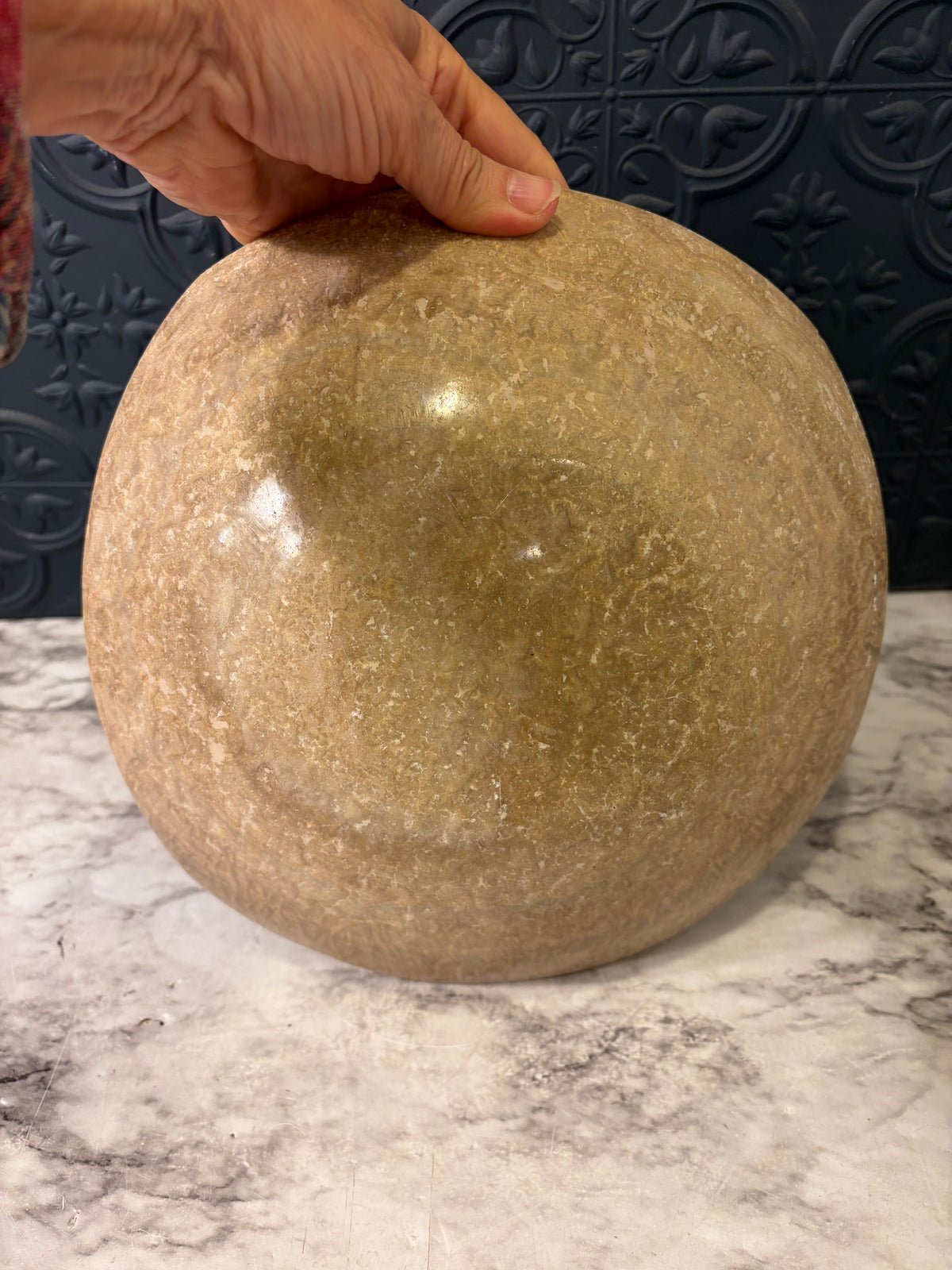 Beige Onyx Console Table Bowl