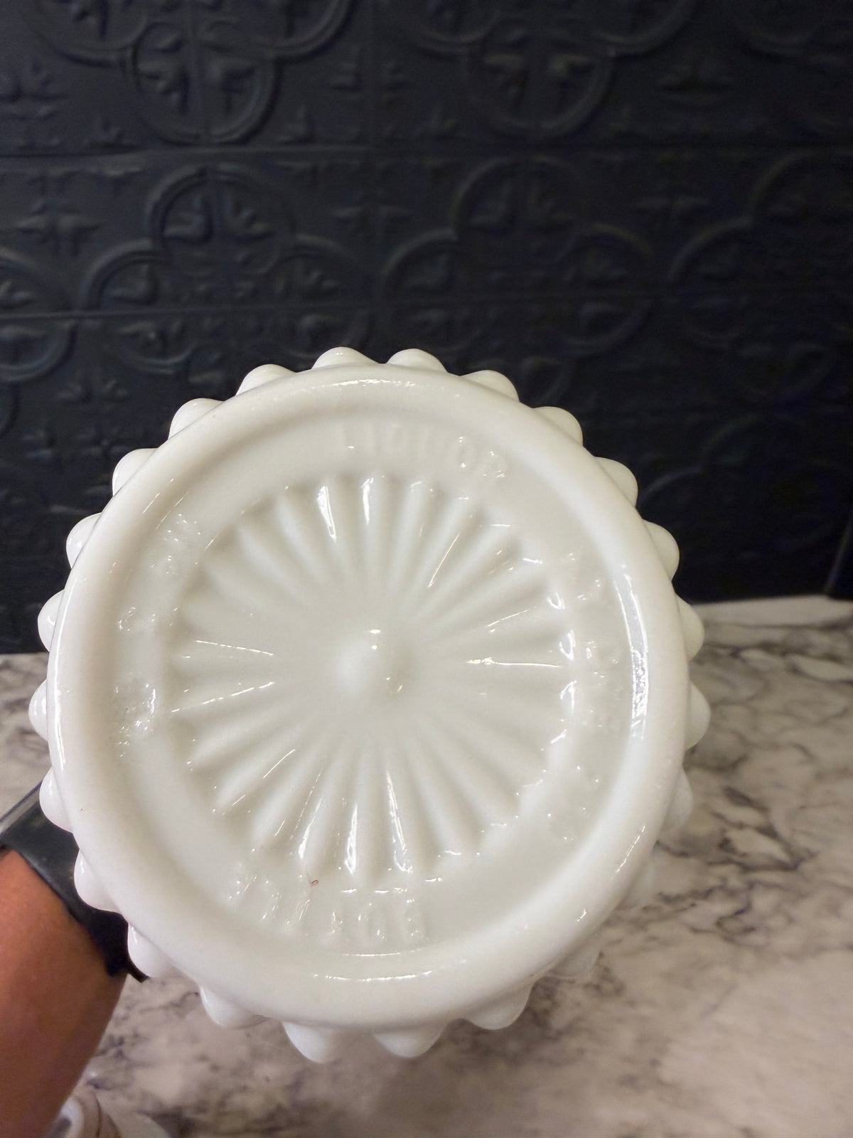 Jim Beam Milk Glass Decanter with Stopper