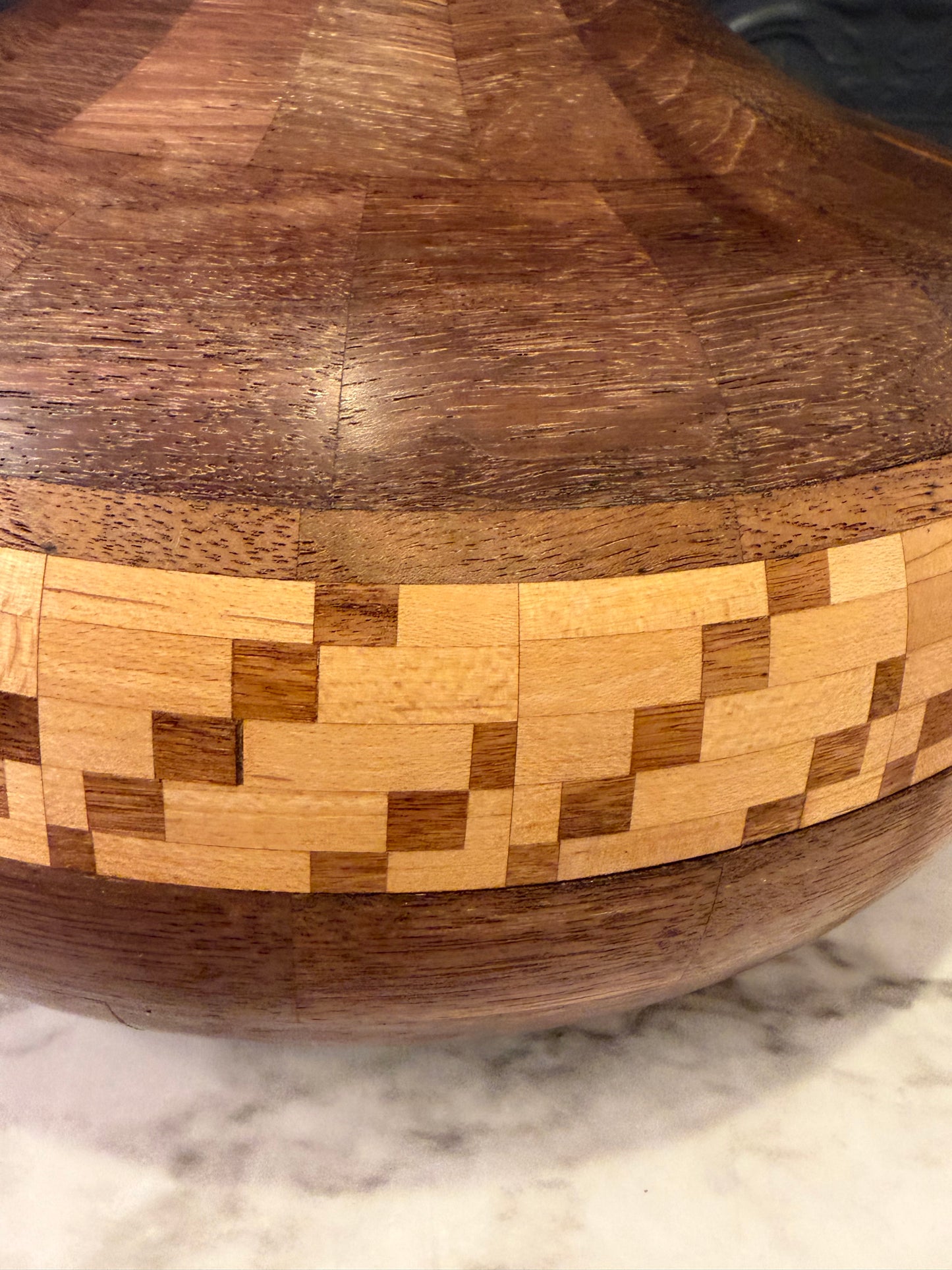 Wood Vase with Light wood inlay