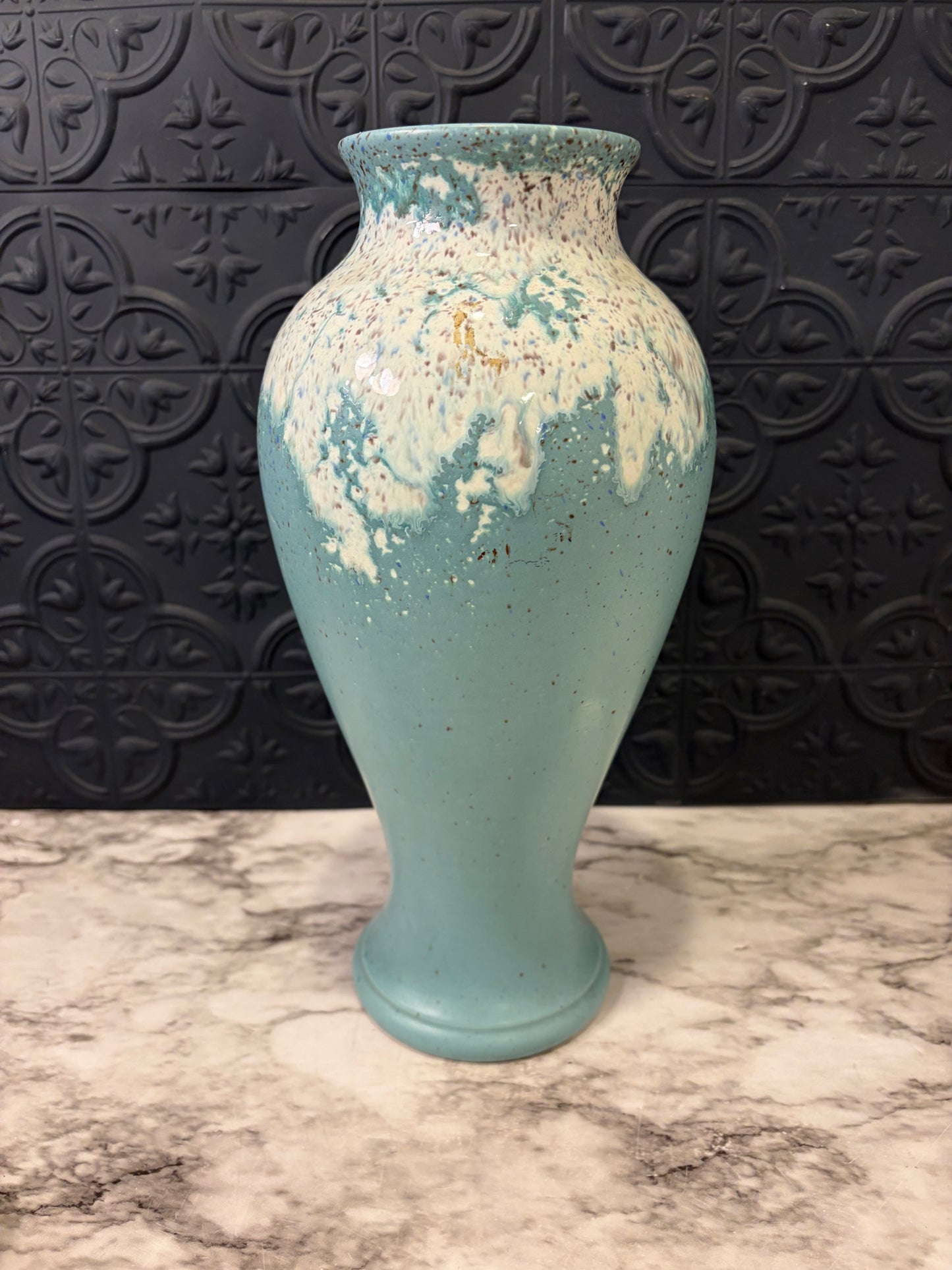 Vintage Royal Haeger Vase Turquoise with White Drip