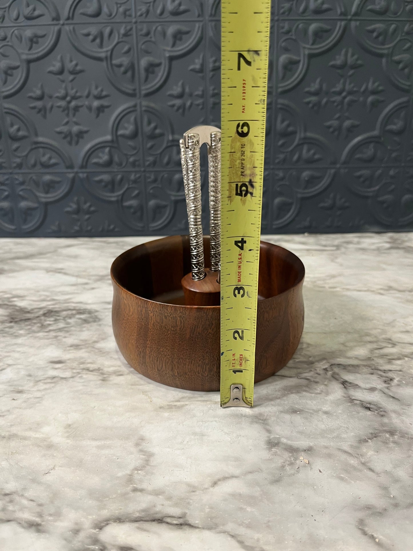 Mid Century Walnut Nut Cracking Bowl