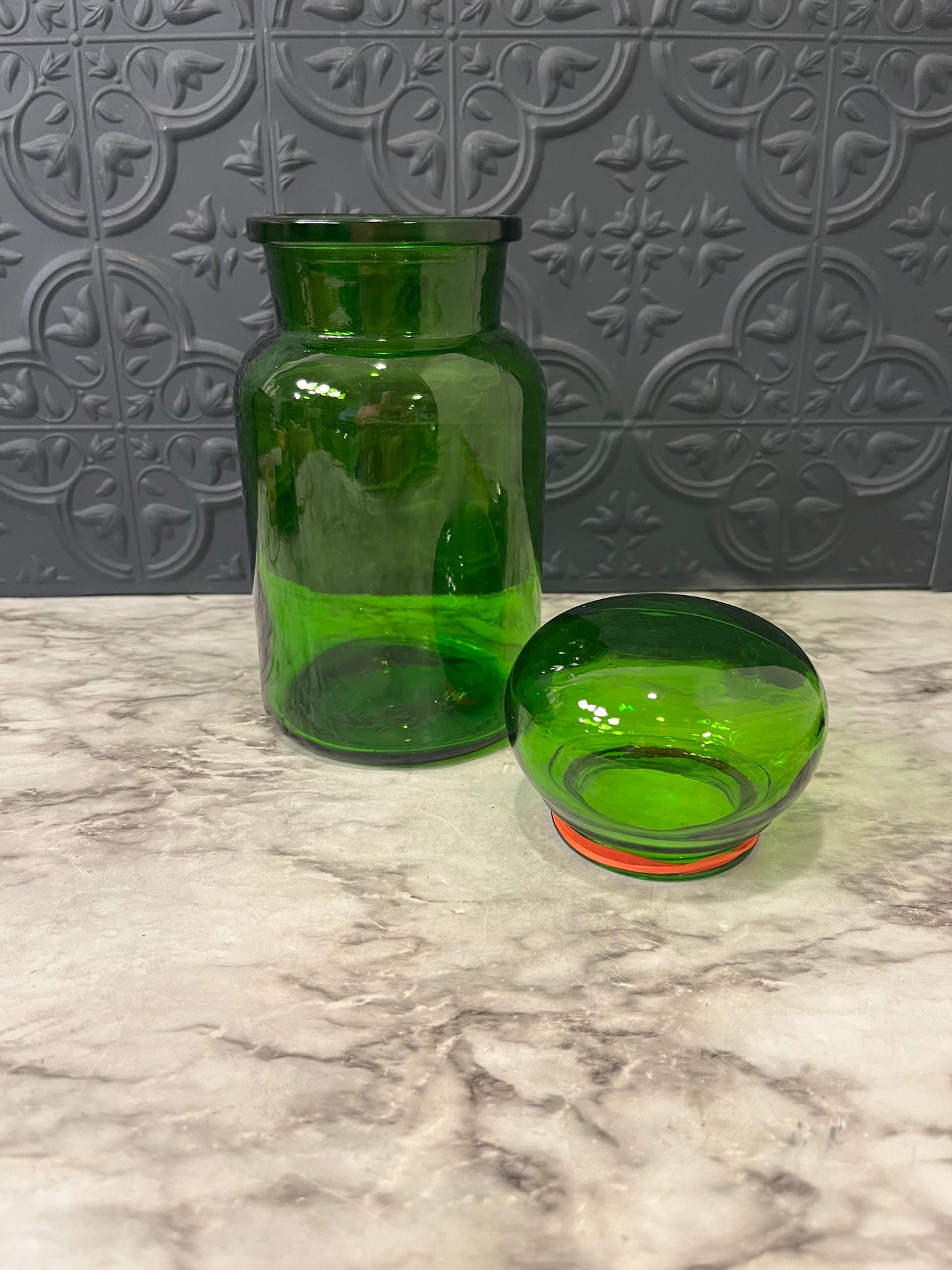 Green Glass Apothecary Jar Belgium
