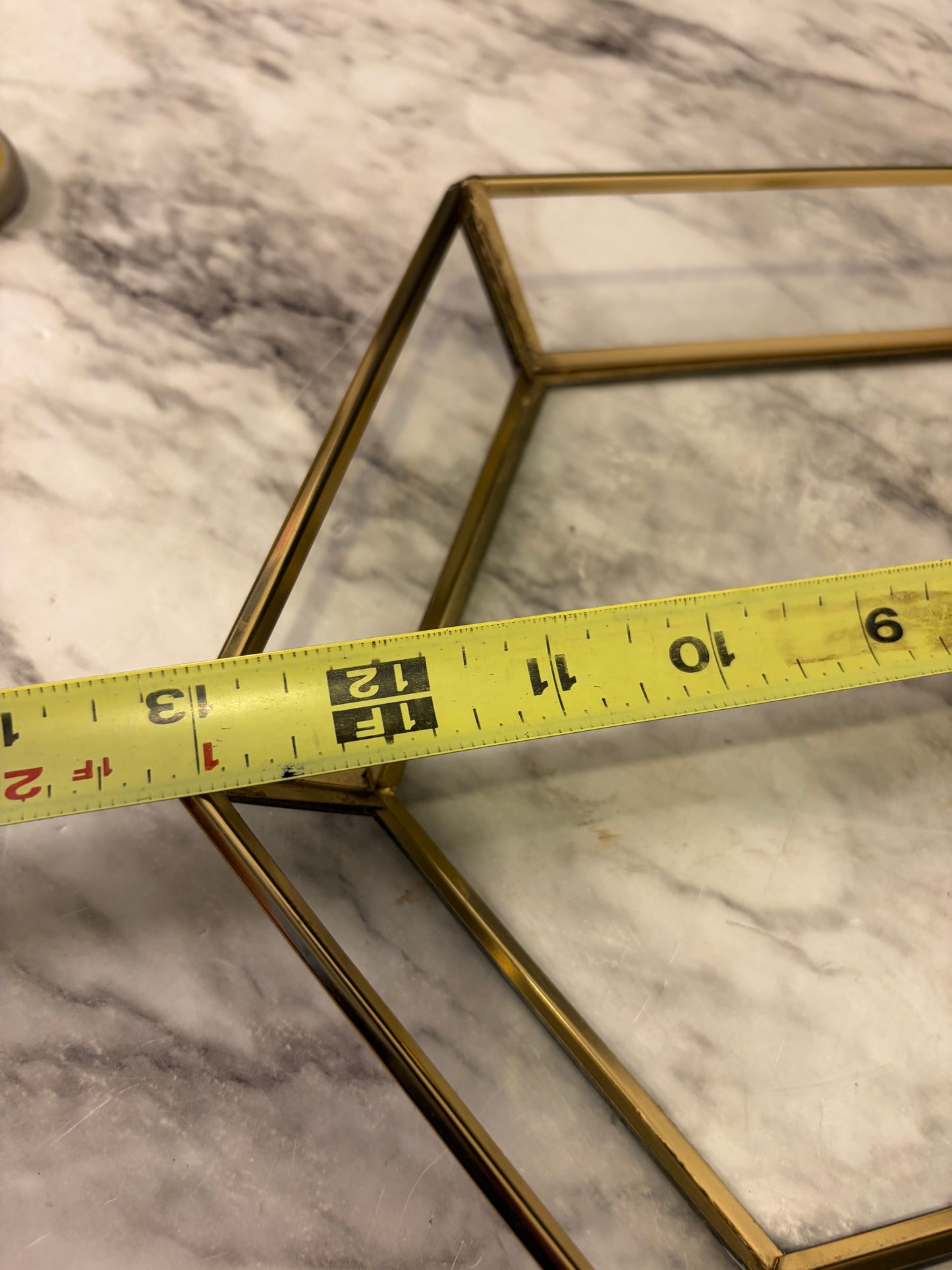 Brass and Glass Hexagon Perfume Tray