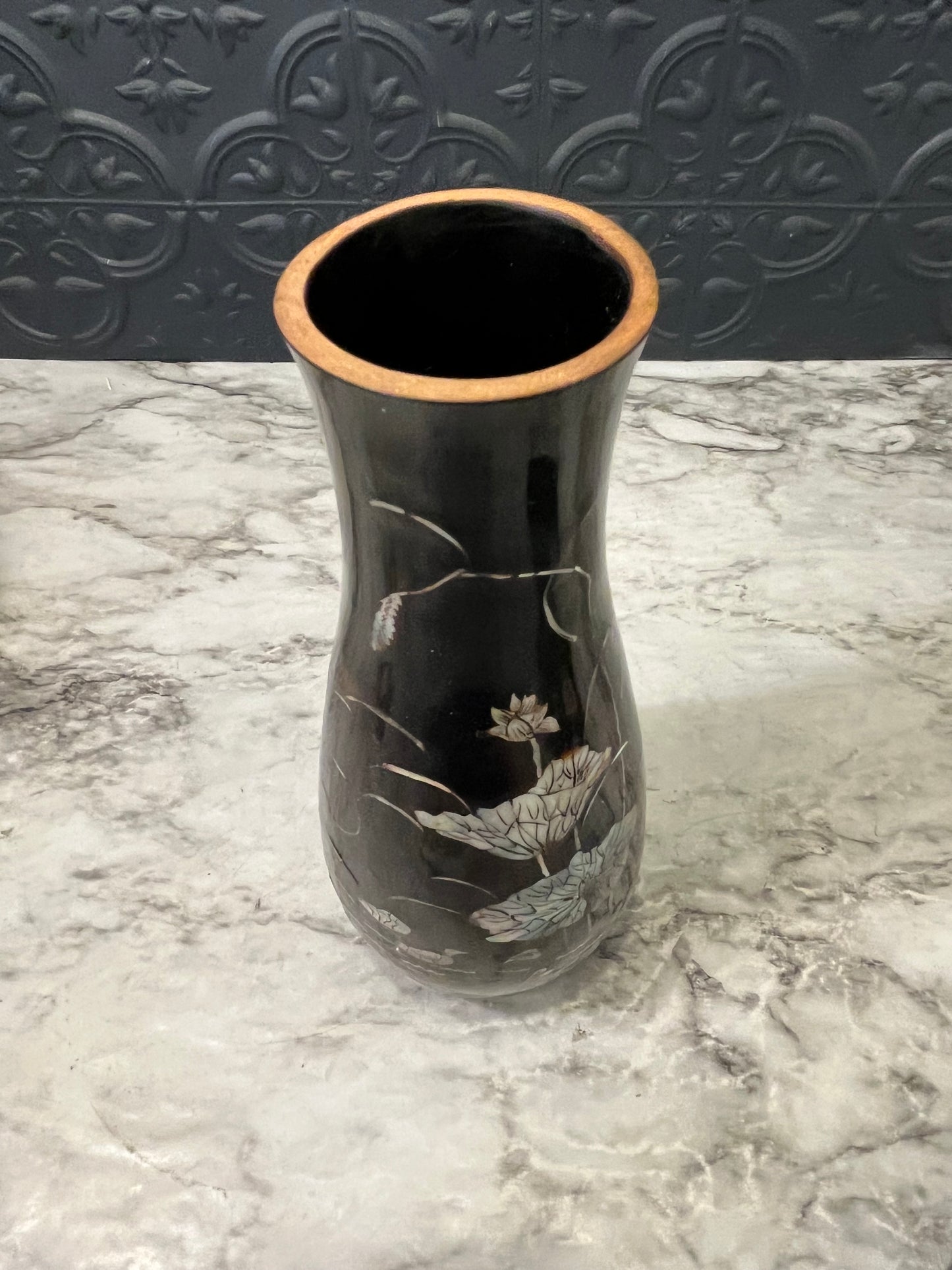 Laquered Vase with Mother of Pearl Inlay