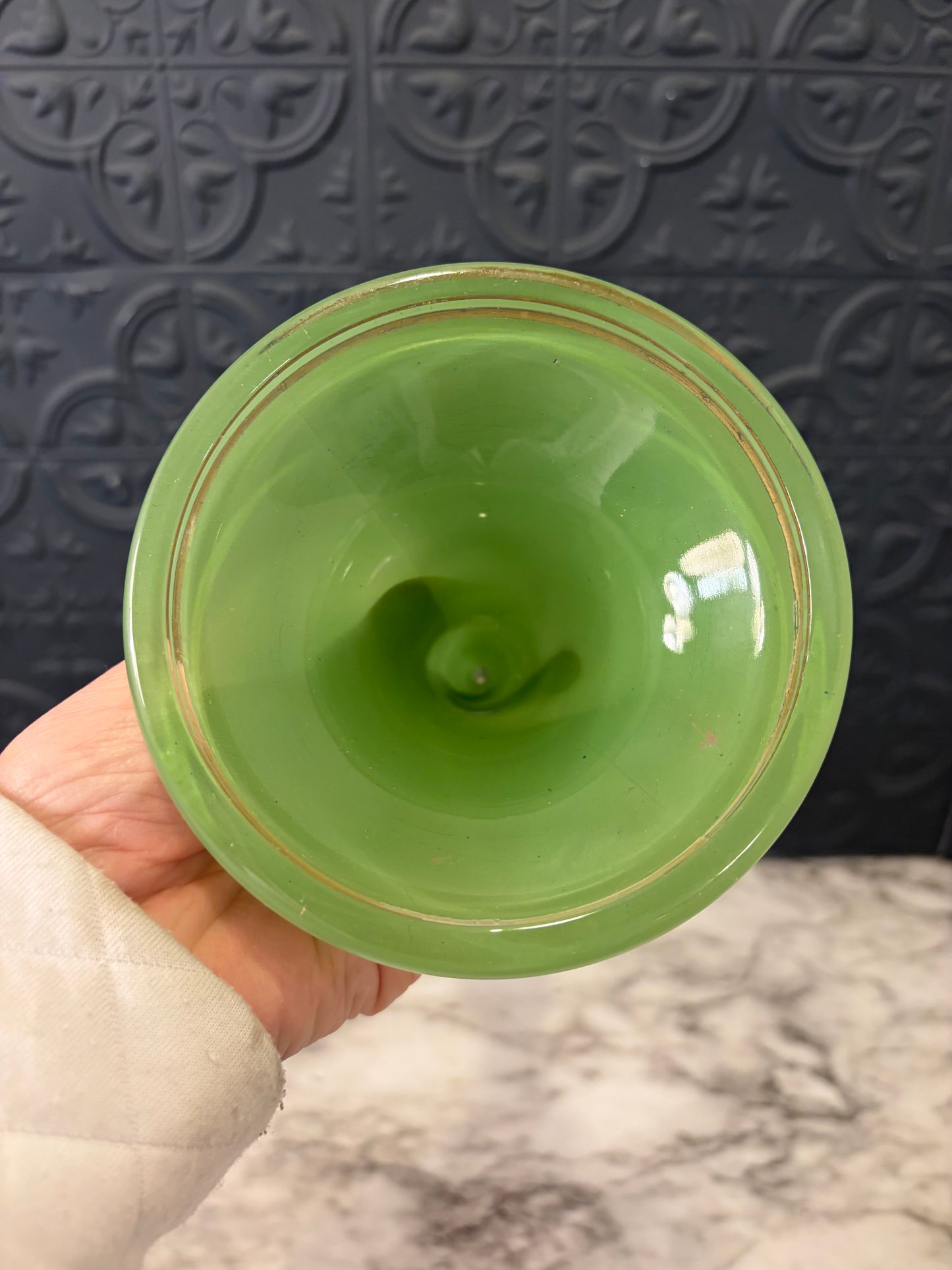 Jade Green Candle Holder 9"