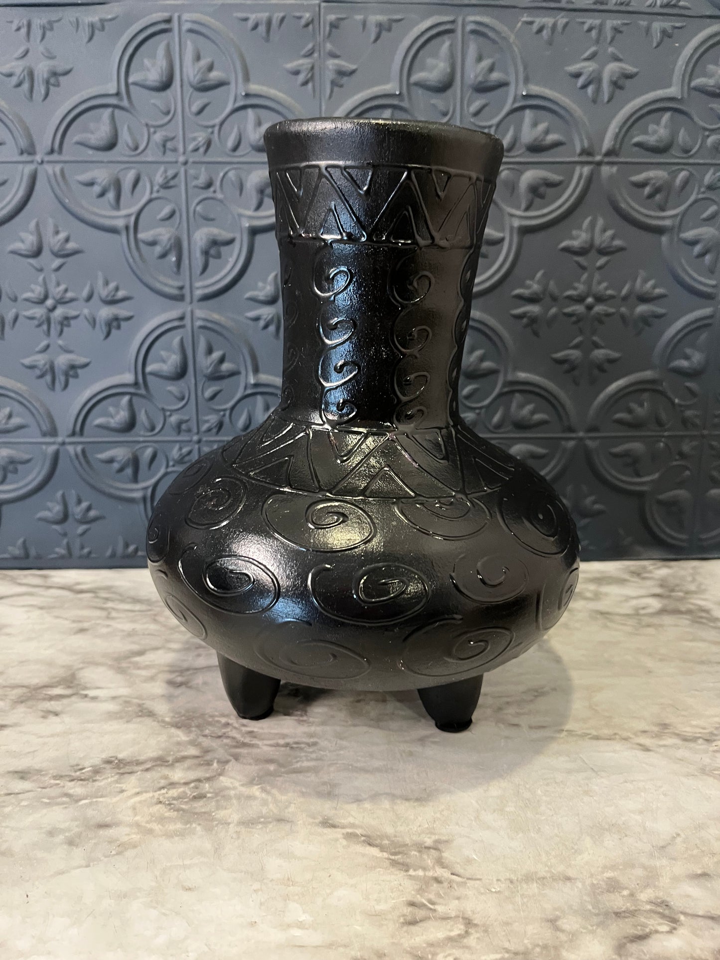 Black Footed Pottery with Swirls