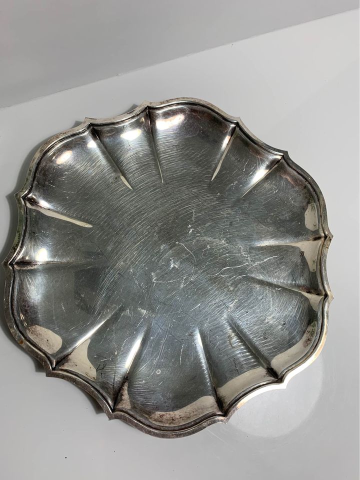 Silverplate scalloped tray