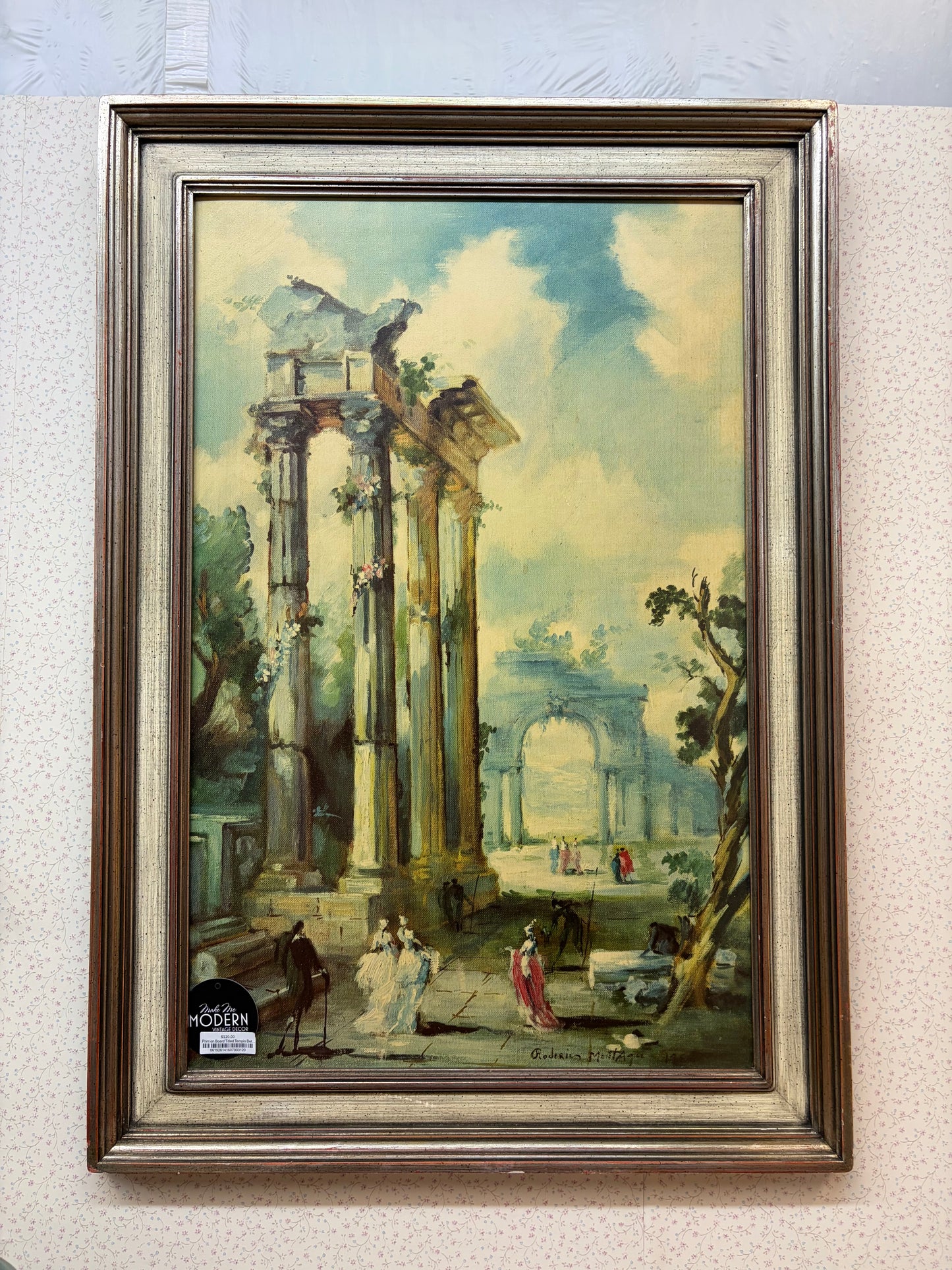 Print on Board Titled Tempio Della Fortuna by Roderic Montagu
