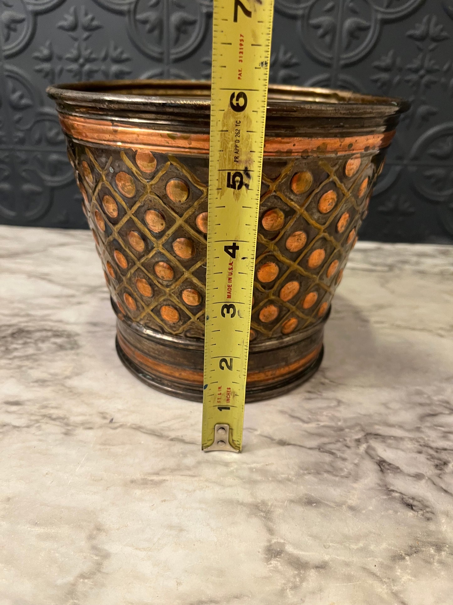 Copper and Brass Pot with Dot detail