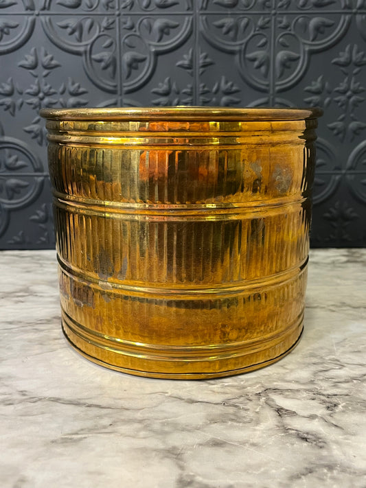 Brass Pot with Ribbing