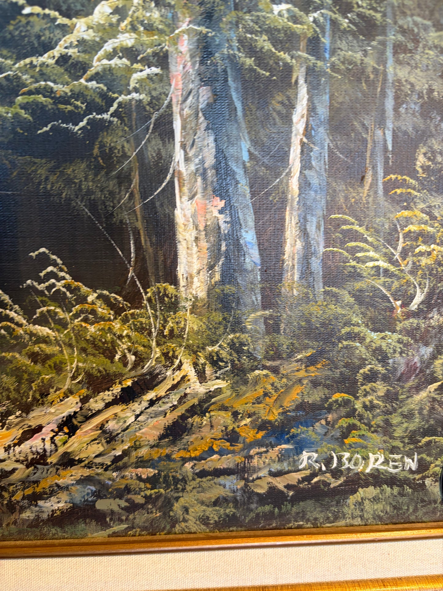 Landscape painting by R Boren  Mountains and Water
