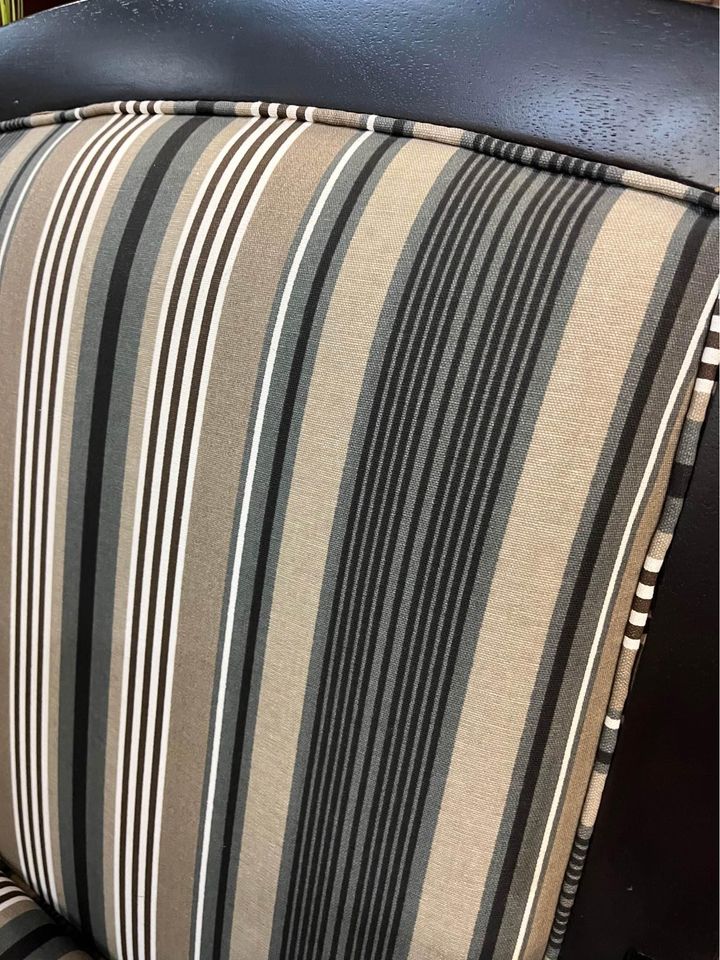 Blue and tan striped chair